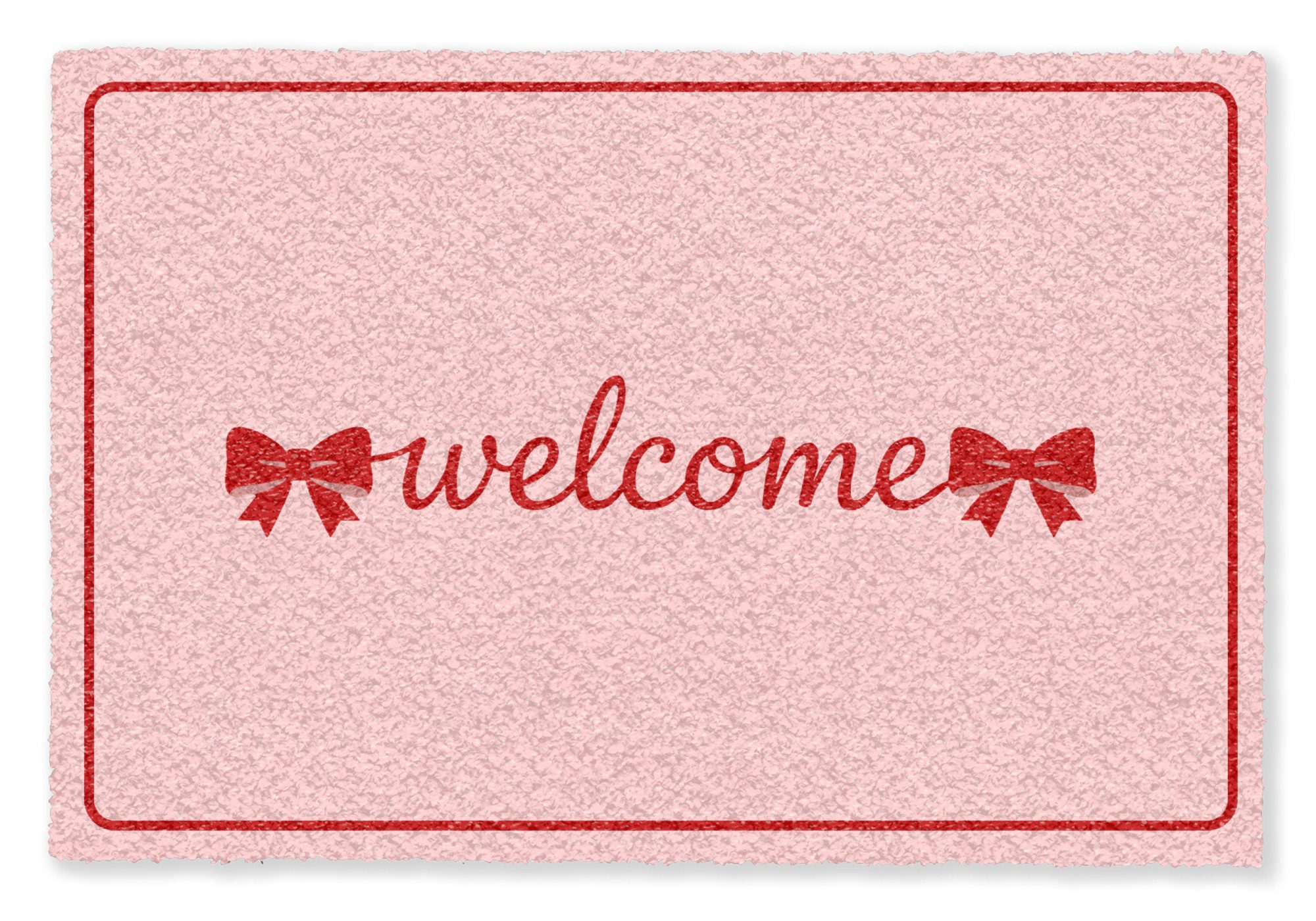 MuchoWow Fußmatte Willkommen - Schleife - Rosa, Rechteckig, innen Schmutzfangmatte, Tür, Schmutzfänger Flur, Teppich, 60x40 cm