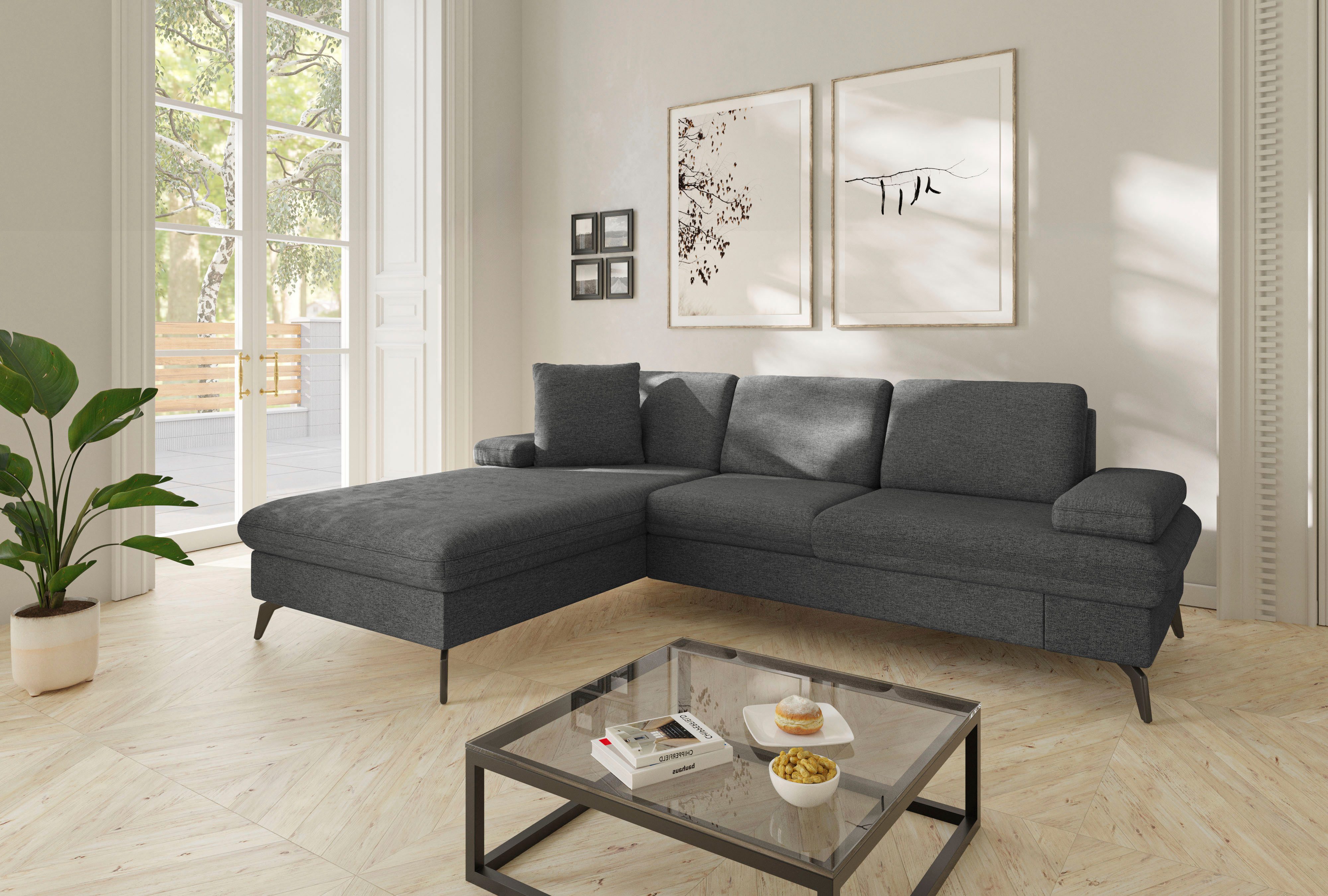sit&more Ecksofa Morris Jubi L-Form, B: 247 cm, mit Armteilfunktion & 1 Zierkissen, optional Bettfunktion