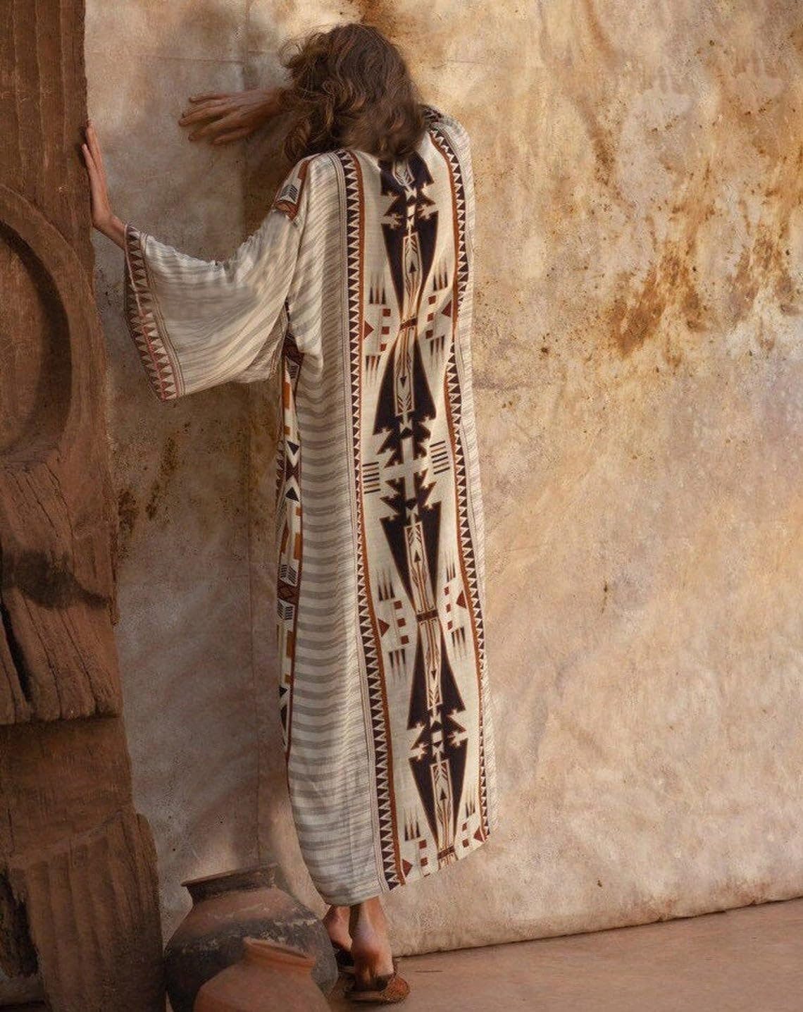 RWEUOQ Kimono Böhmische Kimono-Langarm-Strickjacke Strand Badeanzug, günstig online kaufen