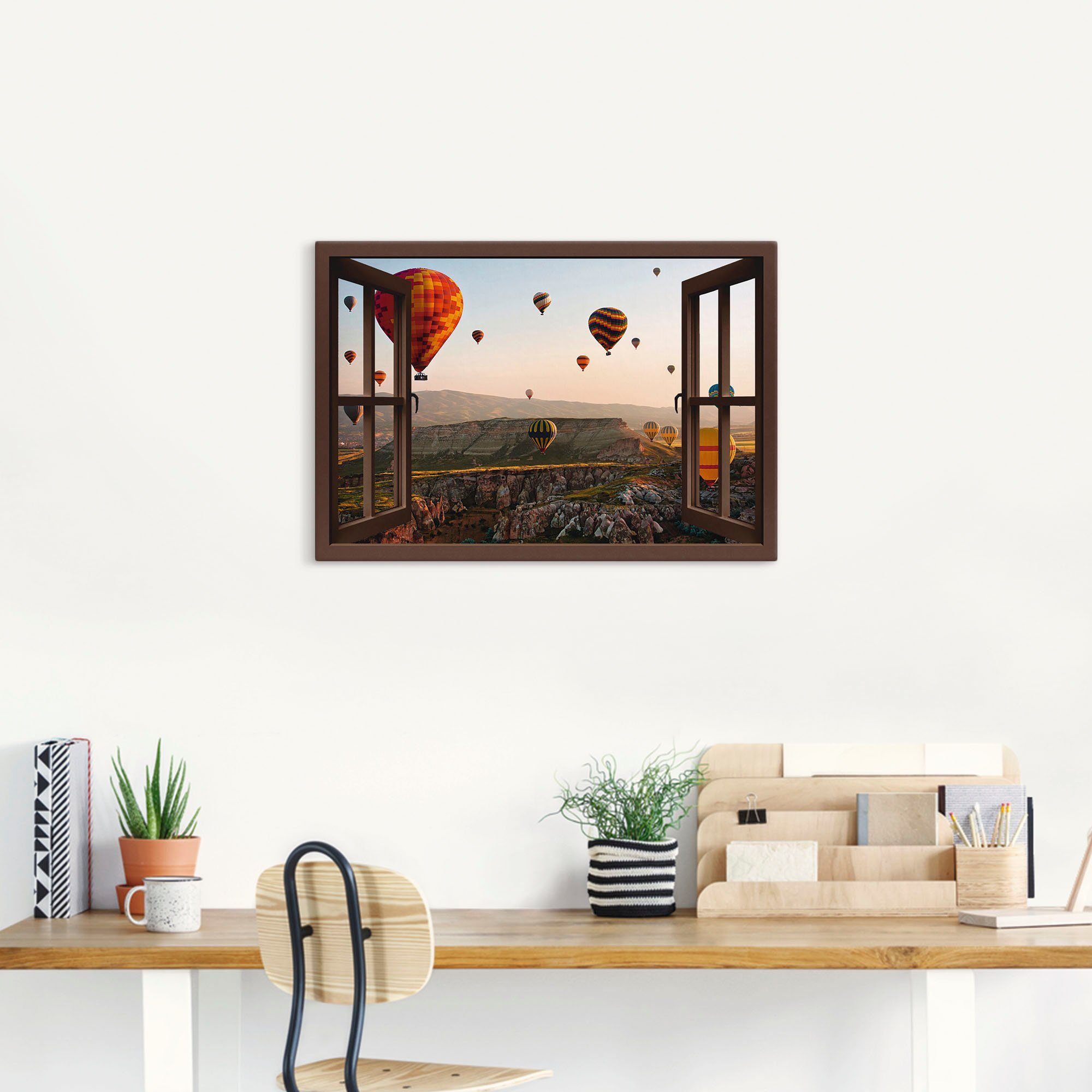 Artland Leinwandbild Fensterblick Kappadokien Ballonfahrt, Ballonfahren (1 St), auf Holzrahmen gespannt