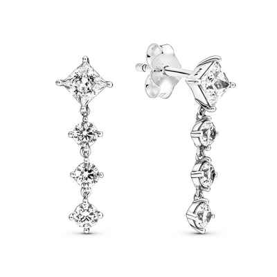 Pandora Ohrring-Set Sparkling Round & Square Earring drops Sterling silver