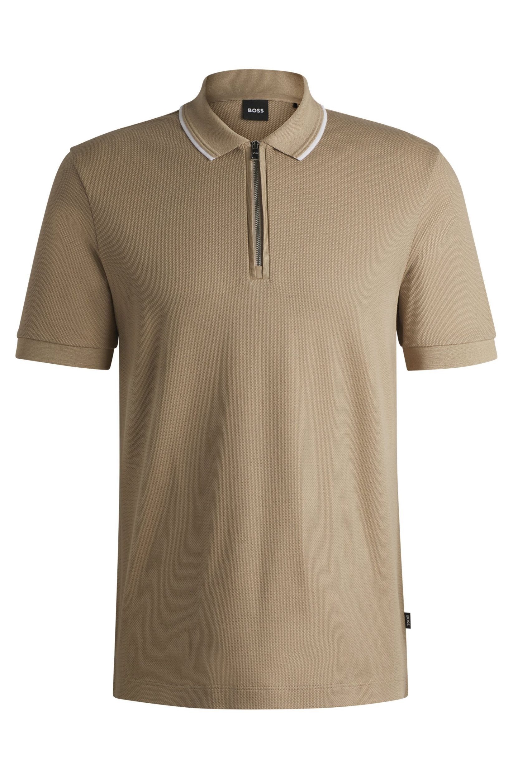 BOSS Poloshirt Poloshirt mit Reißverschluss
