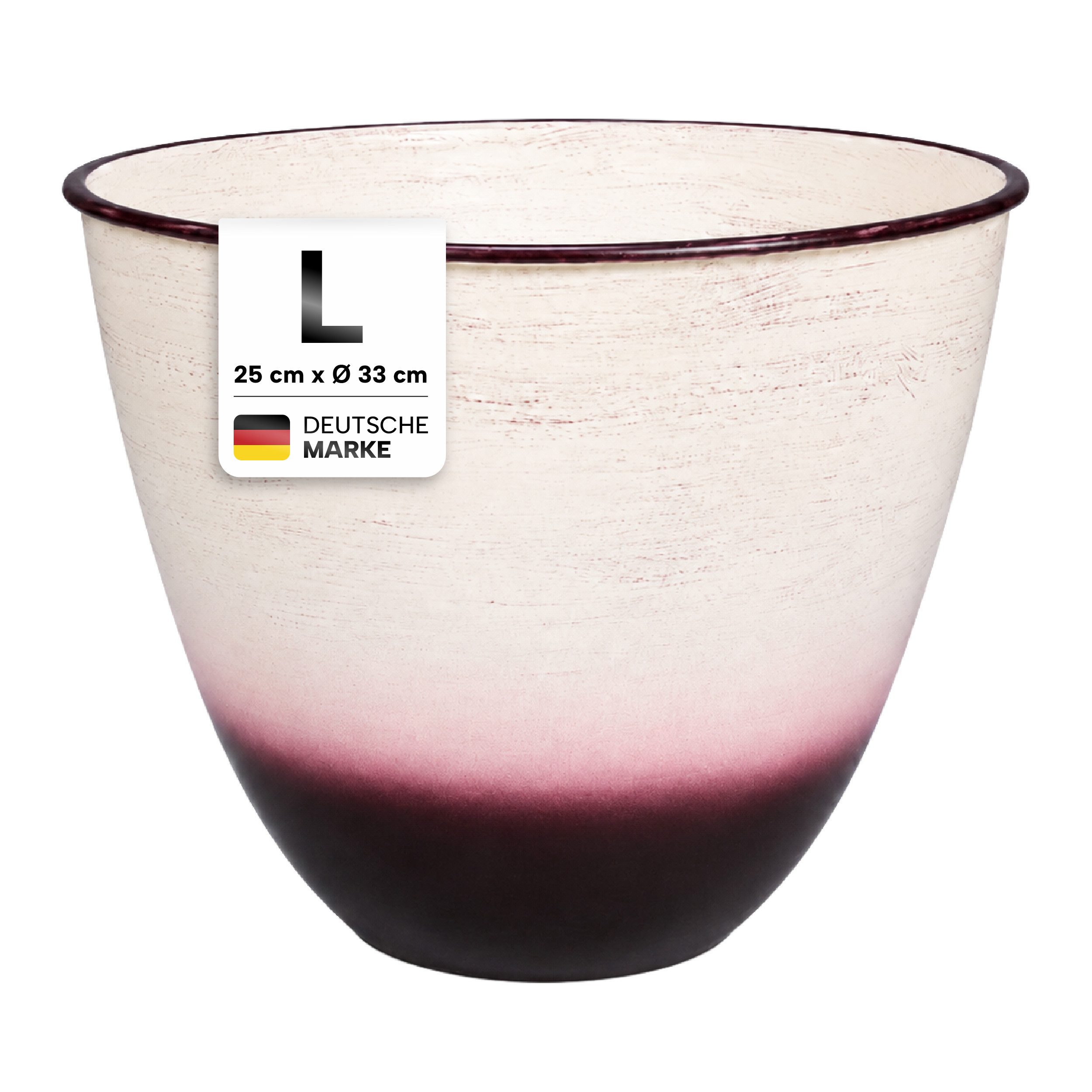 NATIV Blumentopf aus Metall, handgefertigt in Weiß-Violett, Größe XS-XL, besonders leicht, handgefertigt