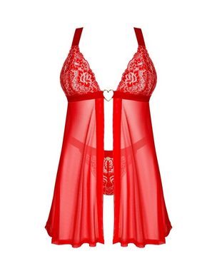 Obsessive Negligé Elianes Babydoll und String transparent Spitze - Rot