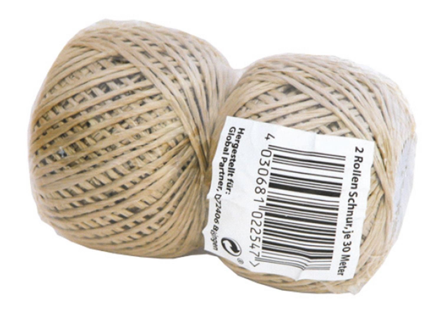 Pflanzschnur Packschnur Bindfaden Schnur 2er Set Grau je 30m Haus Garten Hobby (Rollen, 2-tlg., Juteschnur), Packschnur Schnur Set Schnur kaufen Bindeschnur Schnur 2er Set Ve