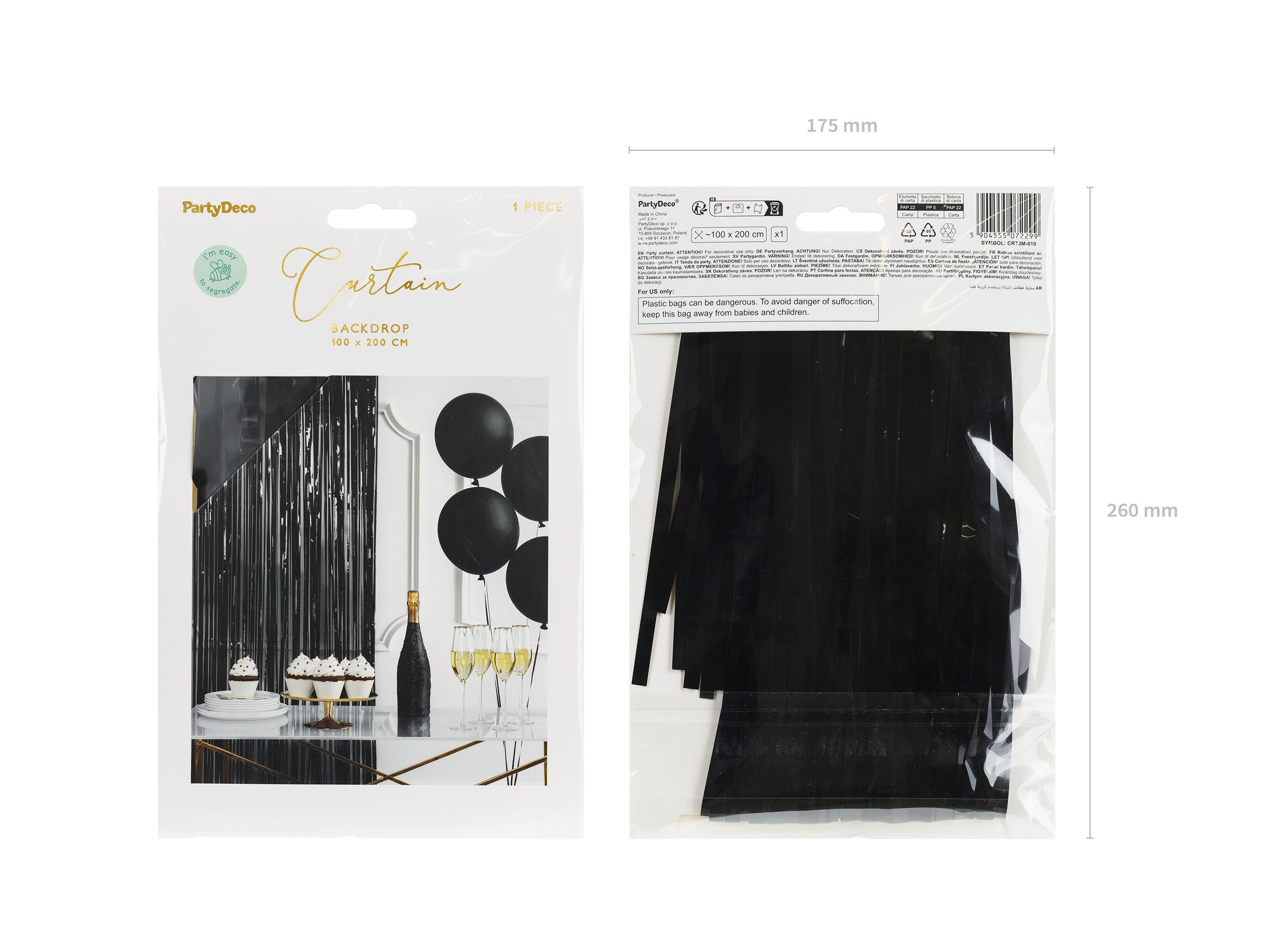 partydeco Dekorationsfolie, Lametta Vorhang 100x200cm Schwarz günstig online kaufen