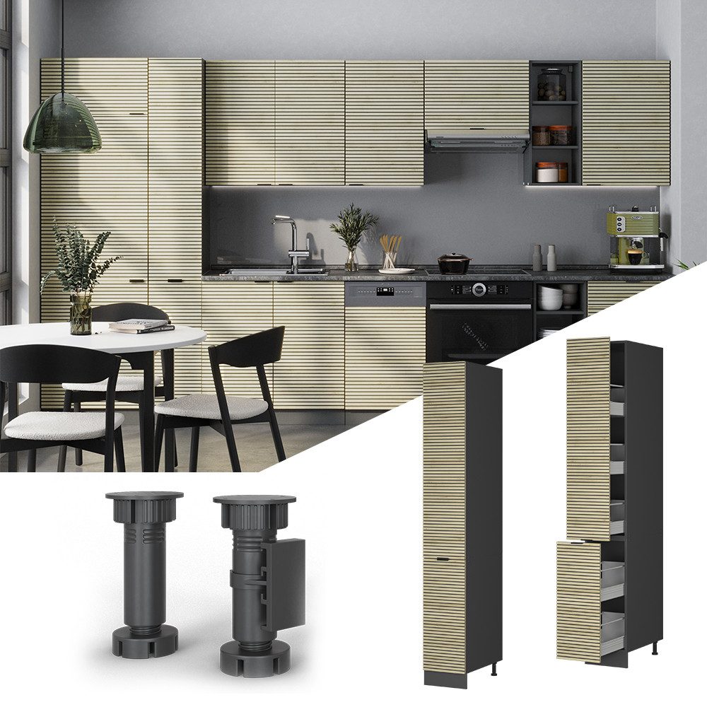 Vicco Hochschrank Fame-Line, Eiche Paneel/Anthrazit, 30 günstig online kaufen