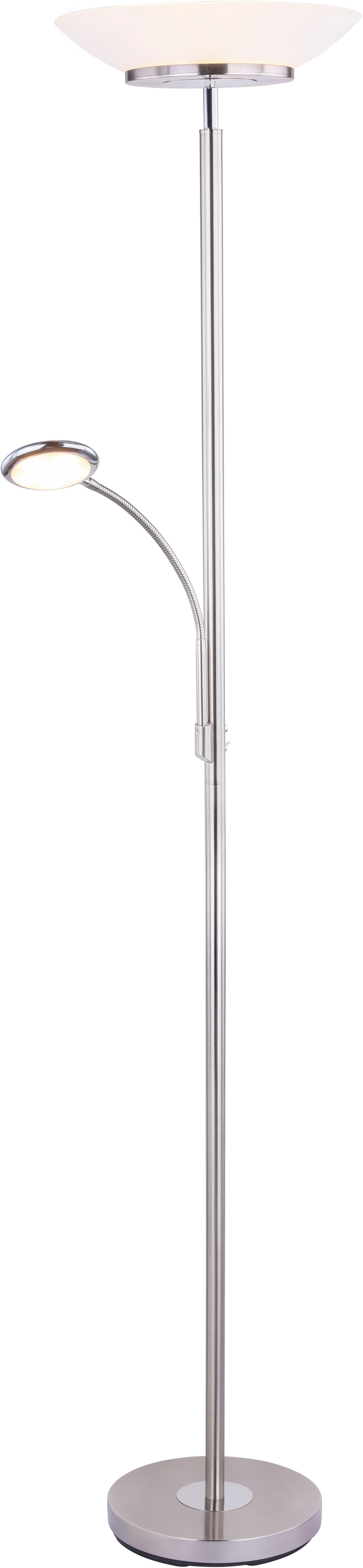 GLOBO LIGHTING Deckenfluter DECKENFLUTER NICKEL MATT, 1XLED, LED fest integriert, Stehlampe Stehleuchte Fluter Wohnzimmer Flur