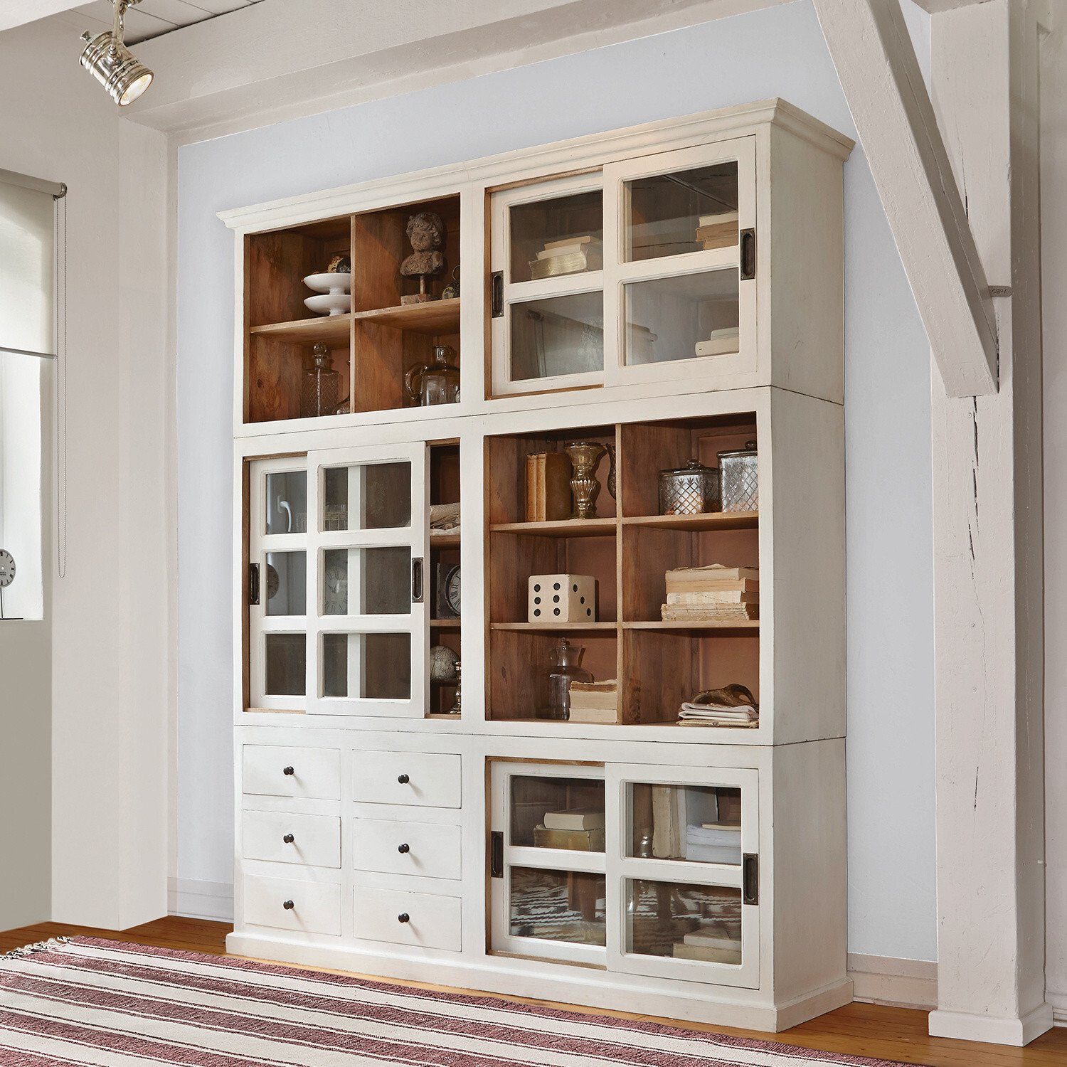 Mirabeau Buffet Schrank Dubberly antikweiß/antikbraun