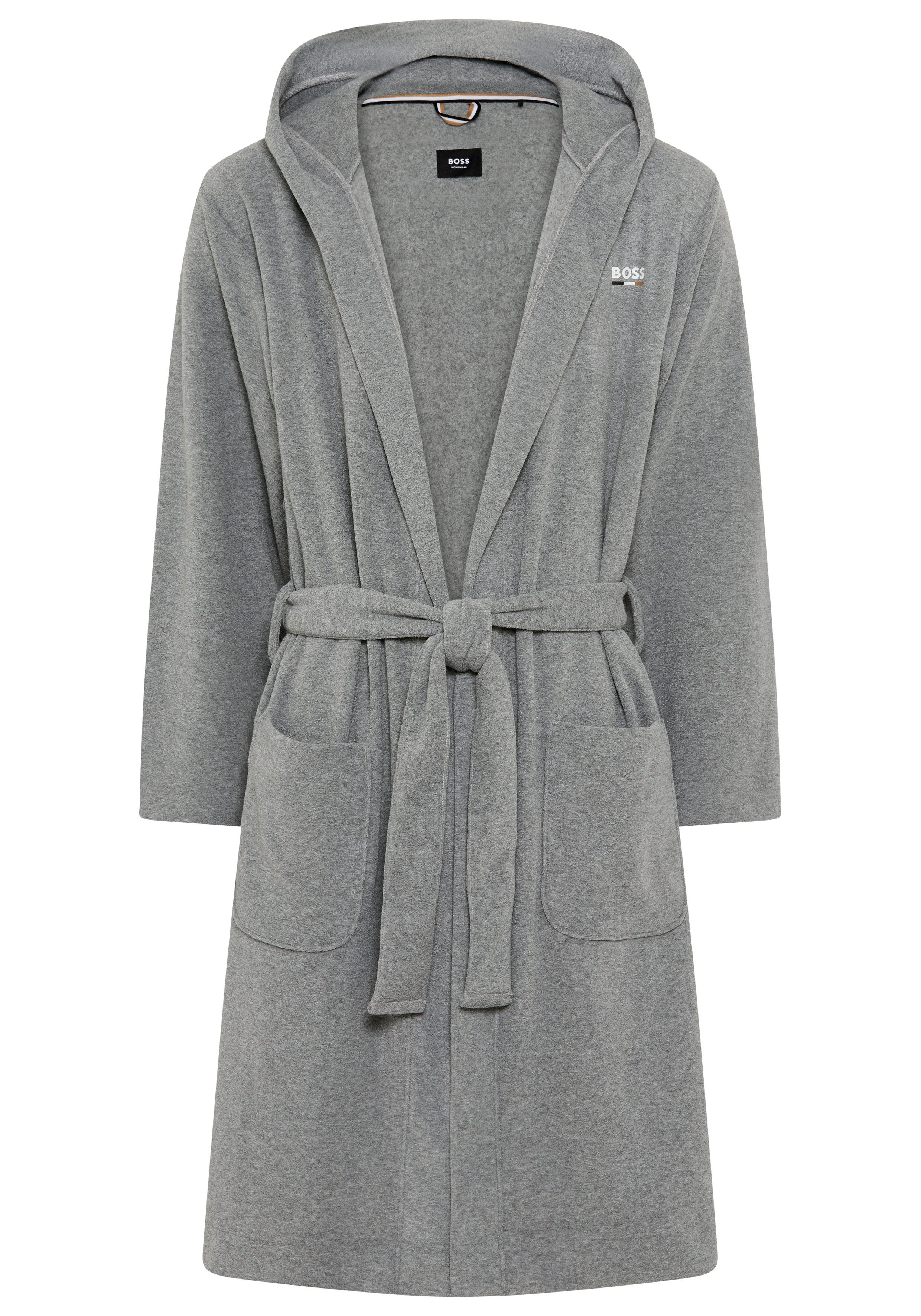 BOSS Bademantel, Wirkfrottee, Kapuze, Gürtel, mit Kapuze, weich und bequem