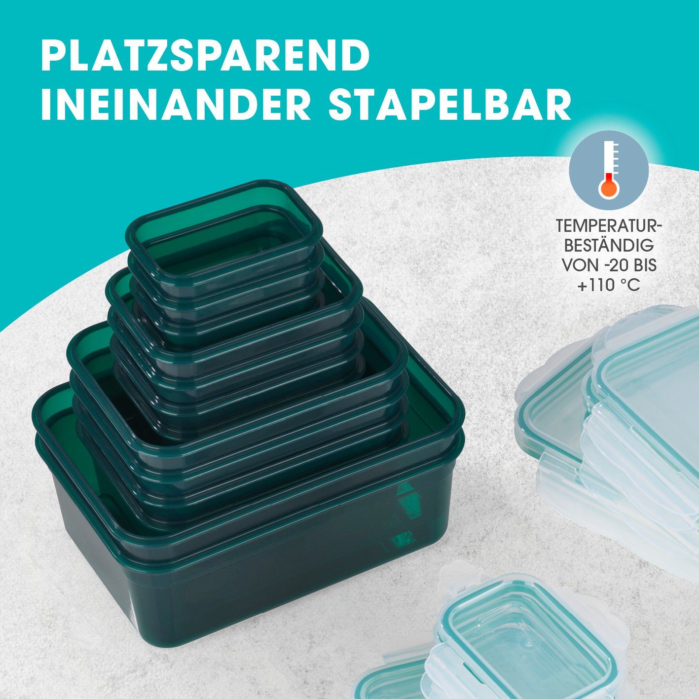 (14er GOURMETmaxx geeignet Gefrierschrank für Mikrowelle, Lunchbox Vorratsdose Spülmaschine, auslaufsicher, 28-tlg), Frischhaltedose klick- Set, it und stapelbar