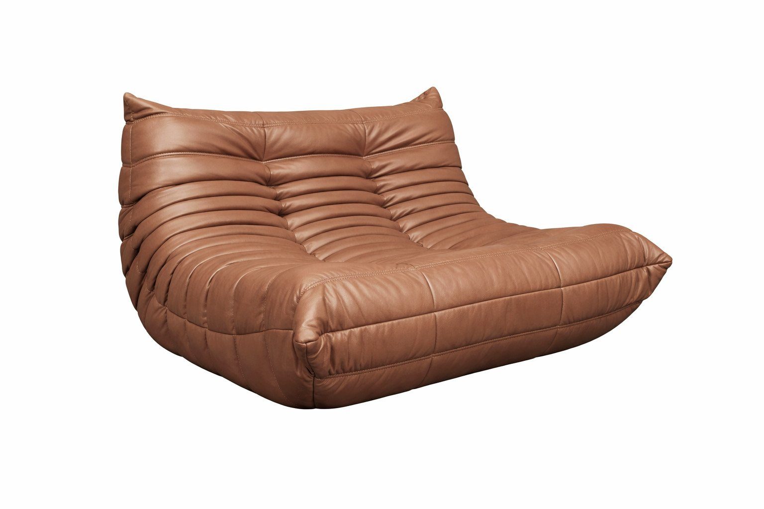 Livin Hill Sofa Nua, karamellbraune Lederoptik mit wohnlichem Look