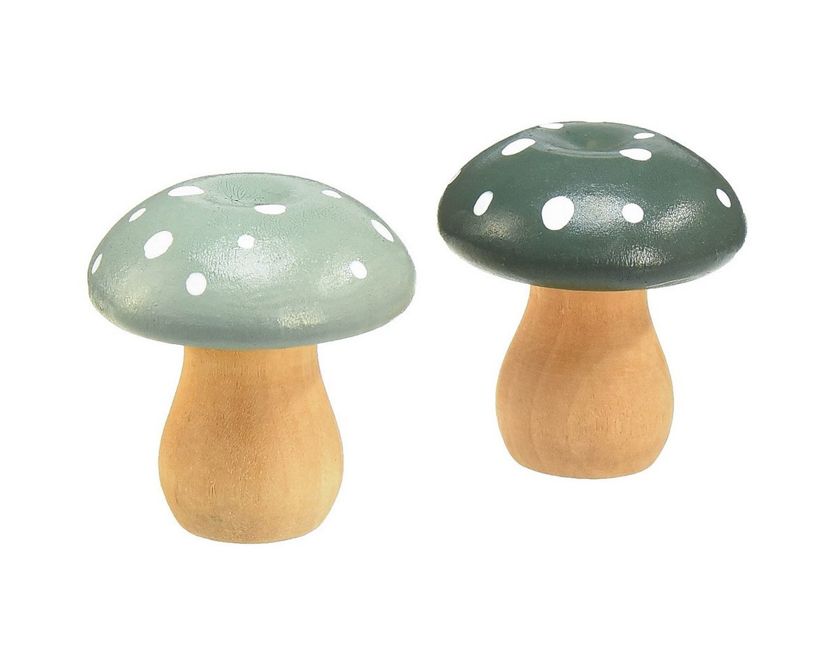 Thumbnail - Viana Streudeko Holzpilze Deko Pilze Fliegenpilze Herbstdeko Mint Grün 5cm 8 Stück