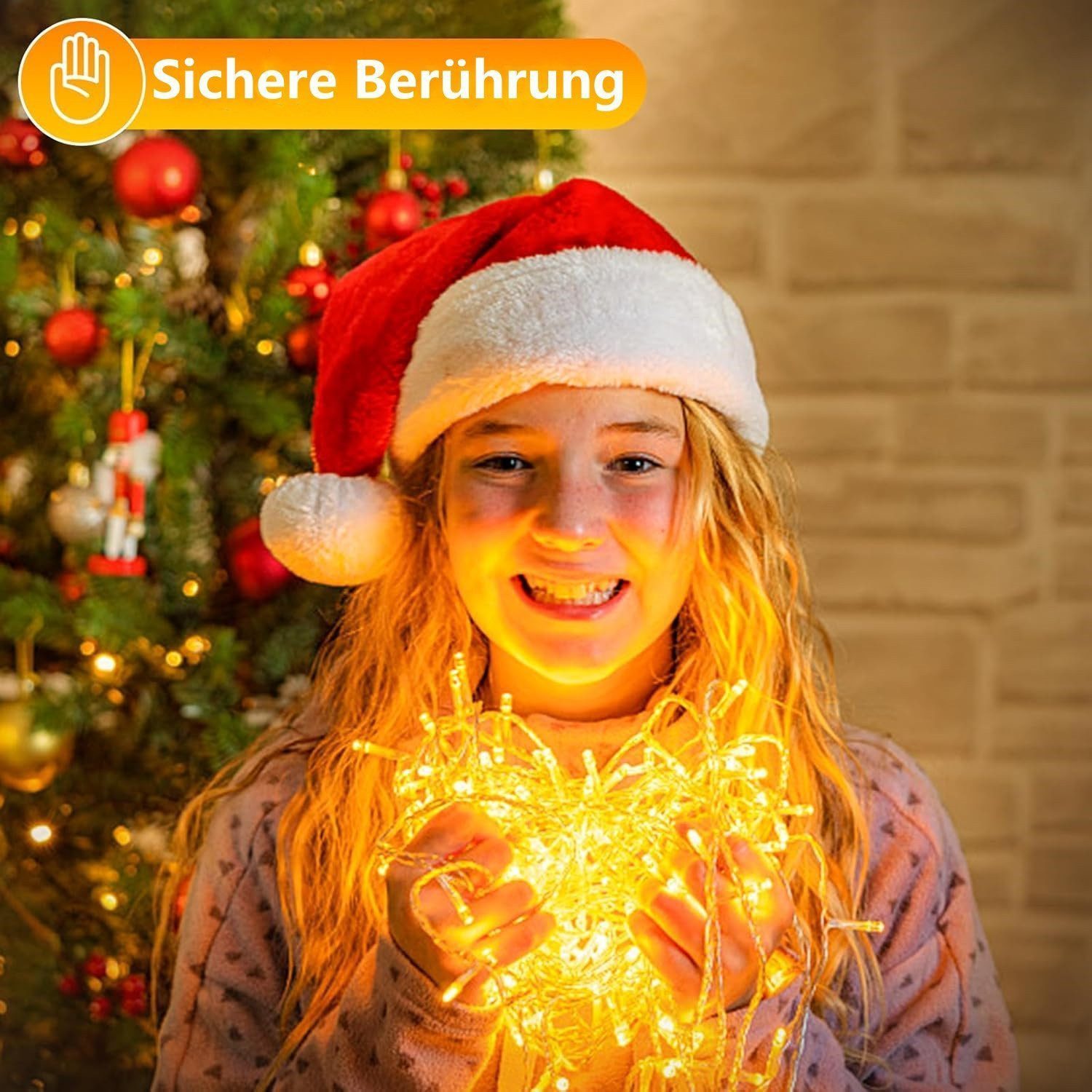 Quntis LED-Lichterkette 10-50M Lichterkette indoor/outdoor mit Stecker, weihnachten deko Außen, für Garten,Balkon,Hof,Hochzeit, deko ostern, Transparent – Bild 4 von 5