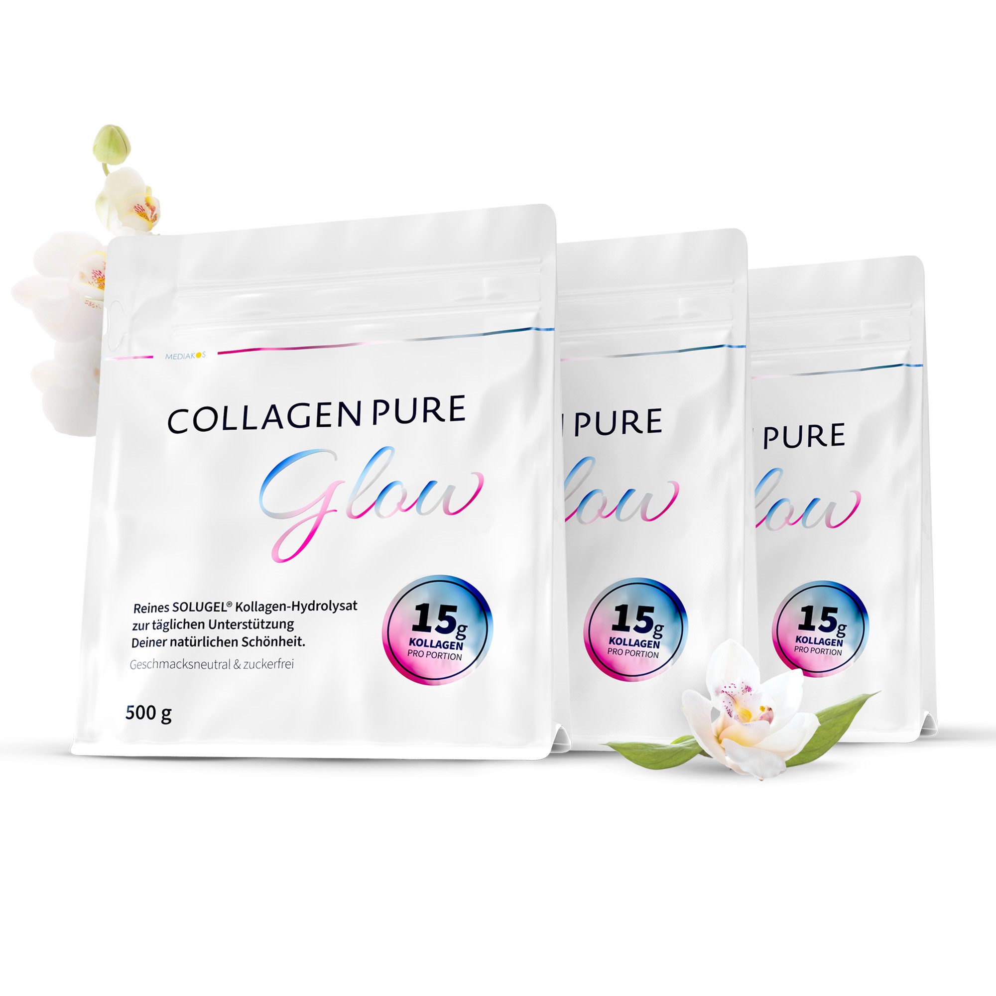 COLLAGEN PURE COLLAGEN PURE Glow Kollagen Pulver, Geschmacks- und geruchsneutral – aus zertifizierter Rinder-Weidehaltung à 1500 g