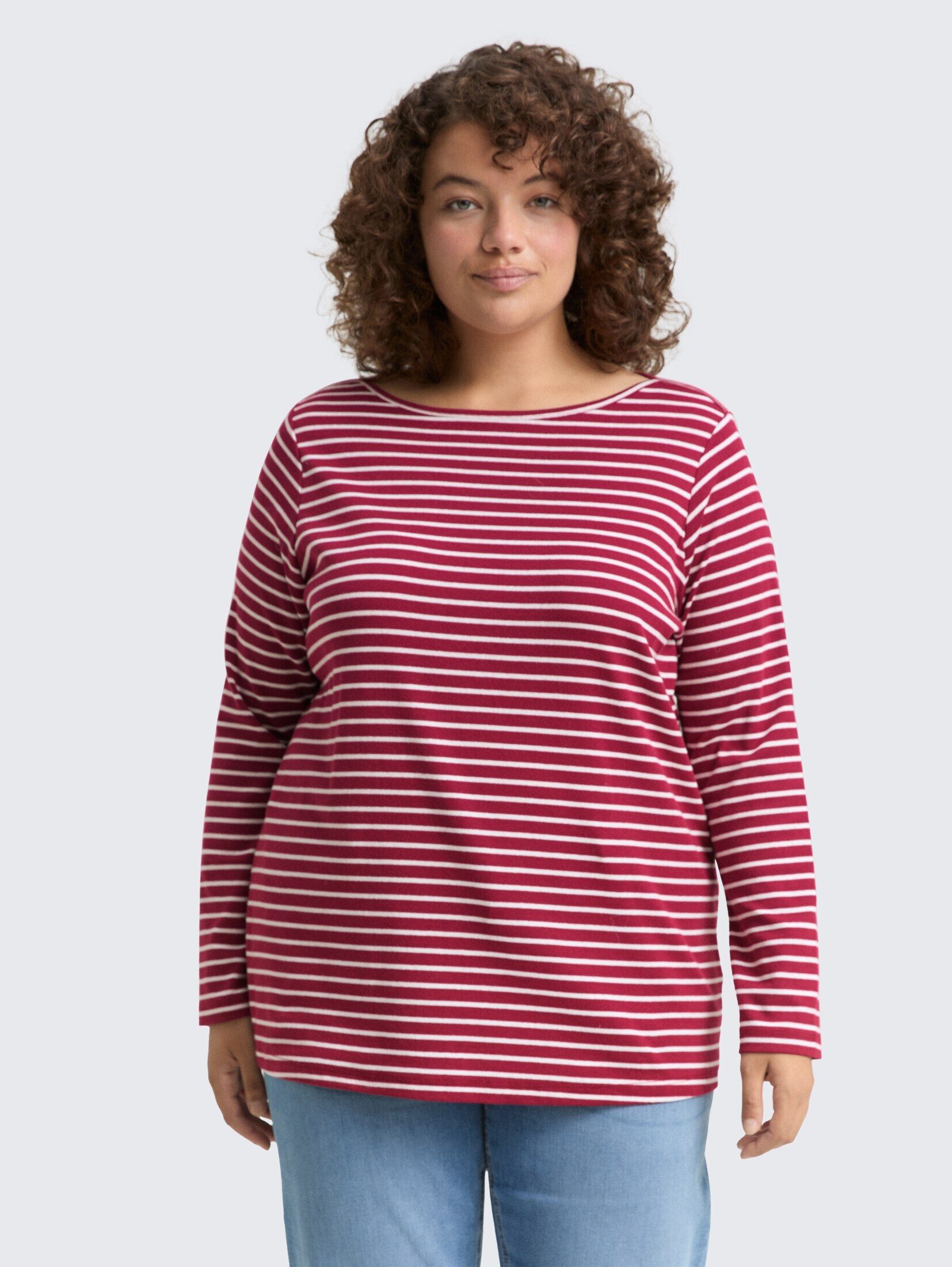 TOM TAILOR PLUS Langarmshirt T-Shirt Plus Size - Langarmshirt mit Streifenm günstig online kaufen