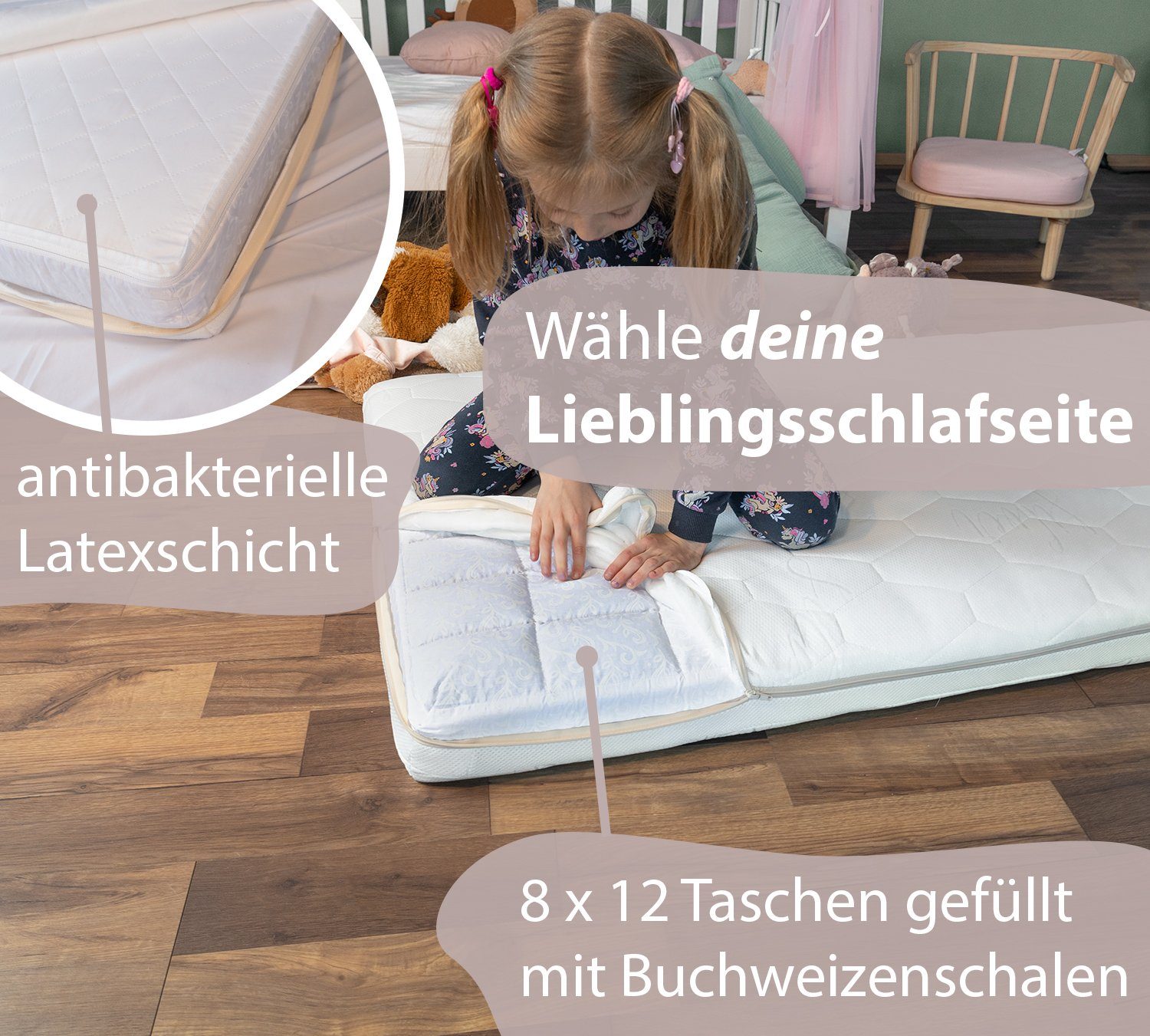 4 hoch, cm Gemütliche und aus Atmungsaktiv cm Bestseller I DUO Matratze, Babymatratze für 10 Seiten Kindermatratze Matratze 60x120 Pflegeleicht Naturlatex, Buchweizen Babybett Reißverschluß, Alcube, Matratze