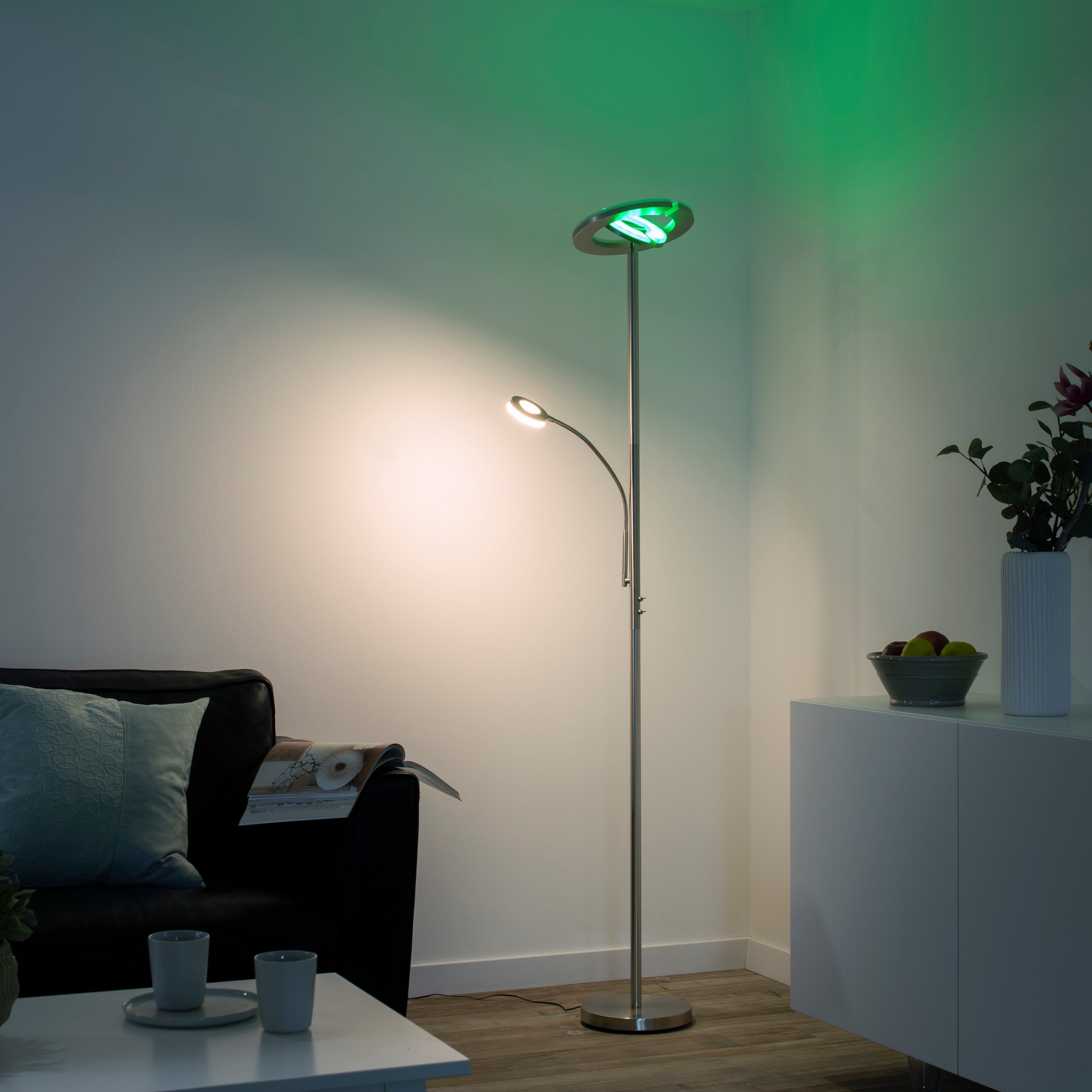 Leuchten Direkt Stehlampe Ls-ROCCO, Infrarot fähig integriert, - RGB+tunable warmweiß fest inkl., Smarthome kaltweiß, Fernbedienung, LED white