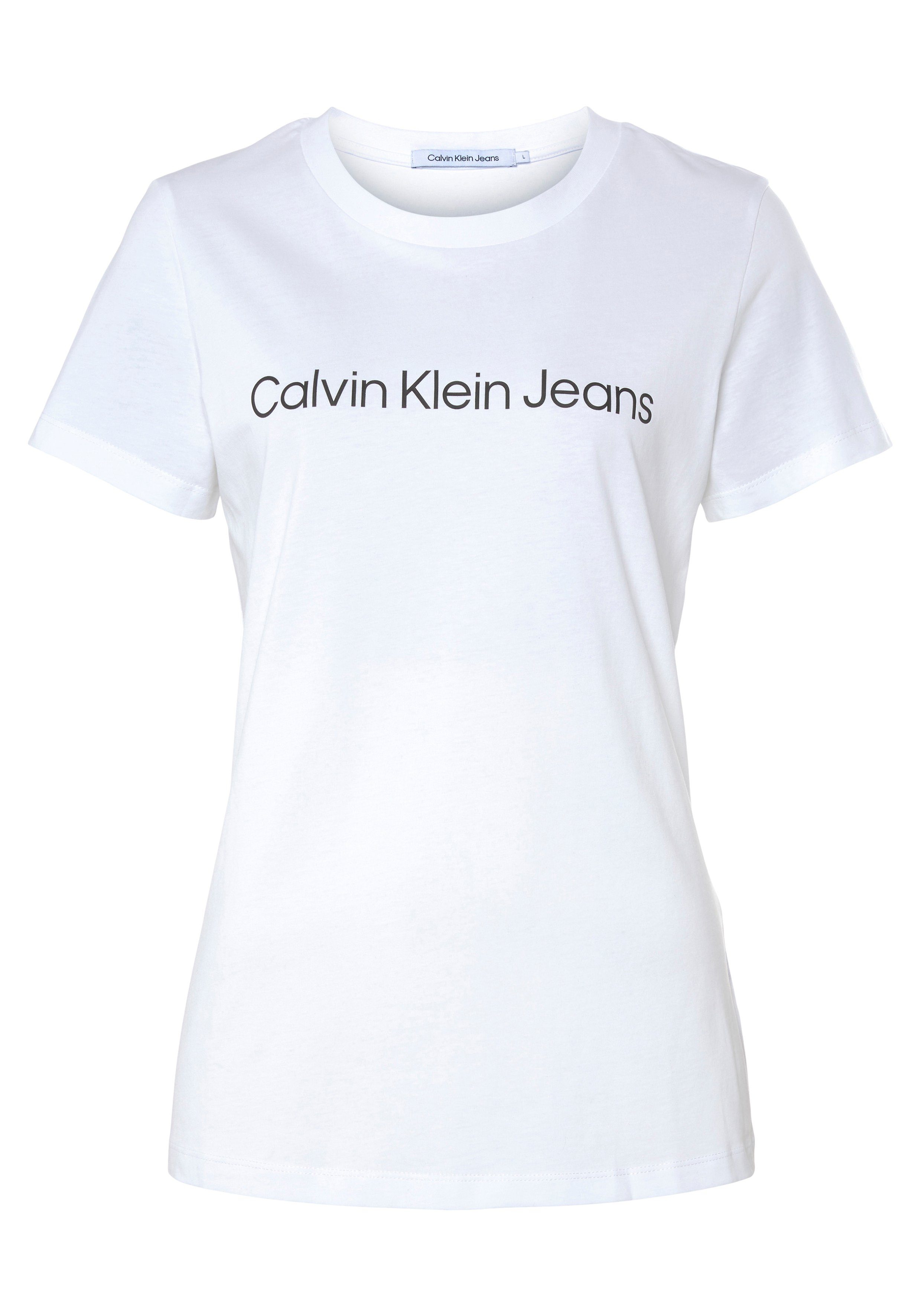 Bright INSTIT CORE SLIM TEE LOGO FIT T-Shirt Klein Calvin mit CK-Logoschriftzug White Jeans