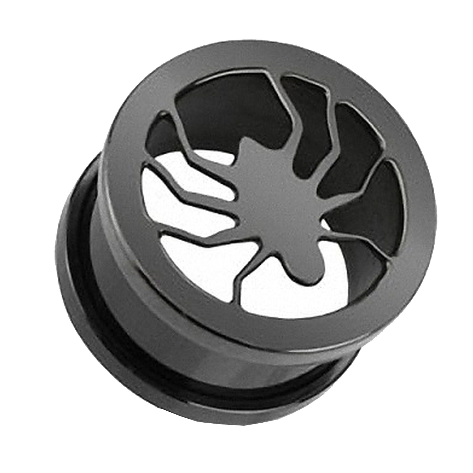 Taffstyle Plug Flesh Tunnel Ohr Flesh Spinne Ohrpiercing Edelstahl Spinne Plug Schwarz Piercing Spider Tunnel Spider, Piercing Schraub Schraub