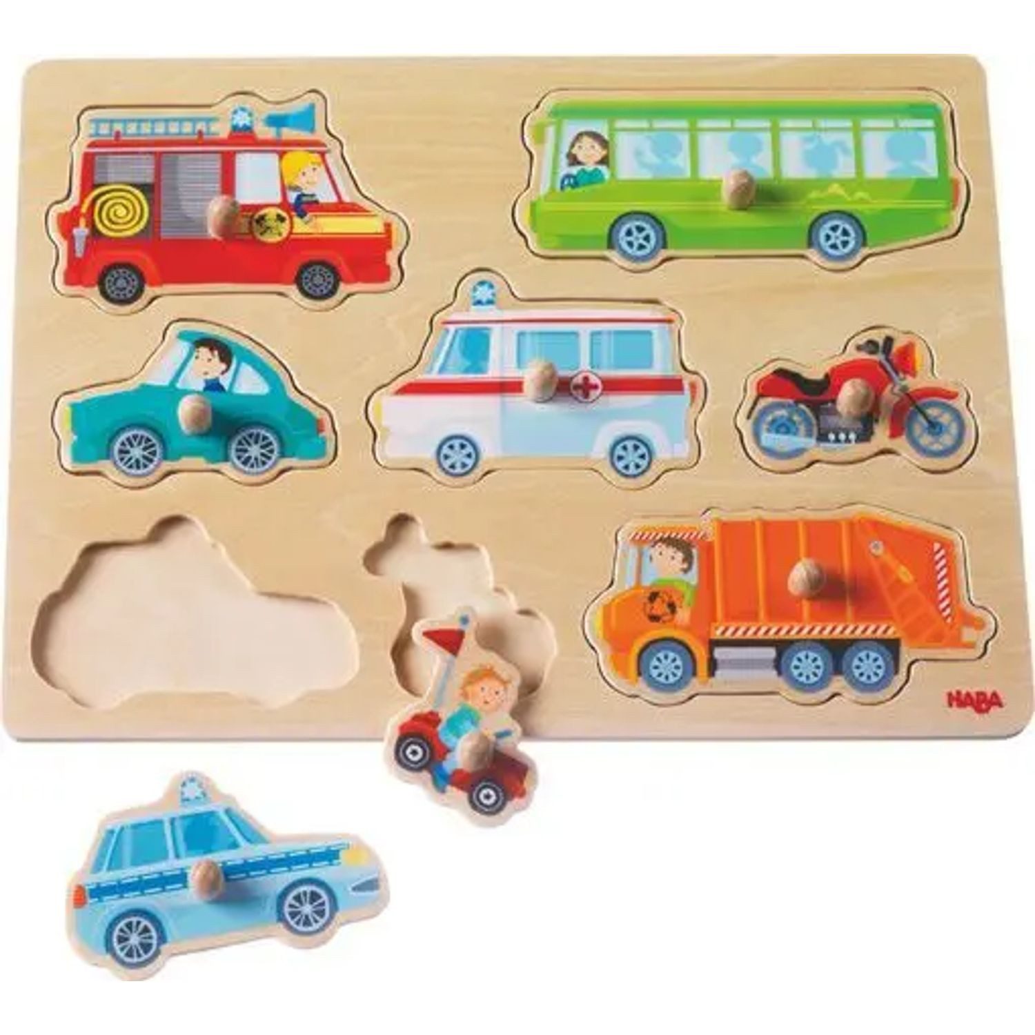 Haba Puzzle Greifpuzzle Fahrzeug-Welt (Kinderpuzzle), 19 Puzzleteile