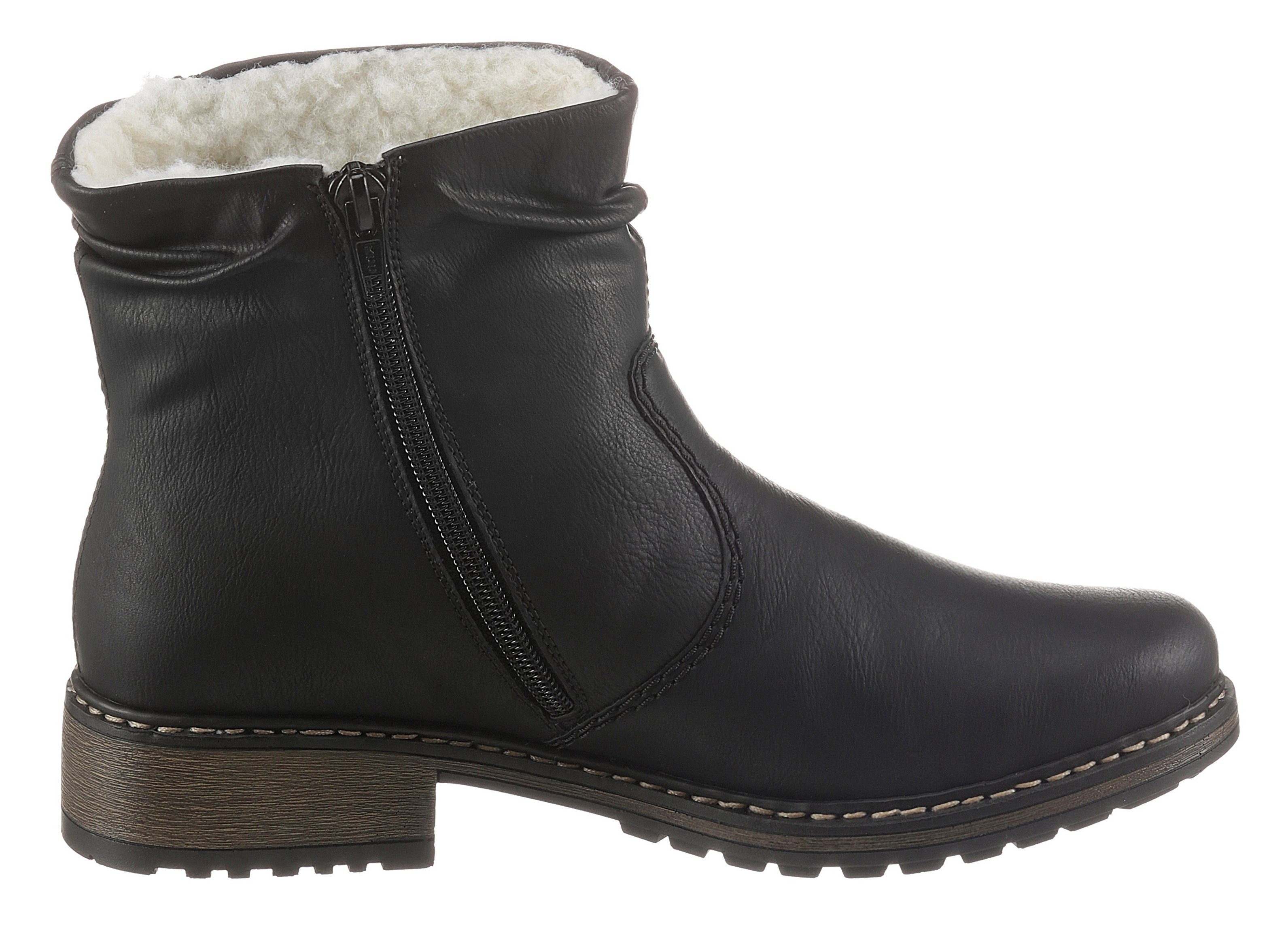 Rieker Winterstiefelette, Winterboots, Blockabsatz, Profilsohle, mit Zierreißverschluss außen