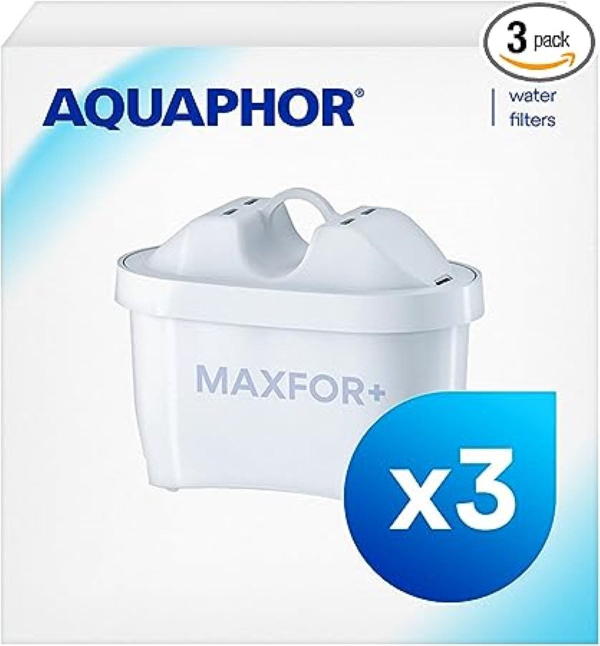 AQUAPHOR Kalk- und Wasserfilter Filterkartusche Maxfor+ Pack 3 - gegen Kalk, Chlor & weitere Stoffe, Zubehör für Tischwasserfilter ONYX, Amethyst, Jasper. AQUALEN Technologie. Bis zum 200 L. Kapazität., BPA frei.