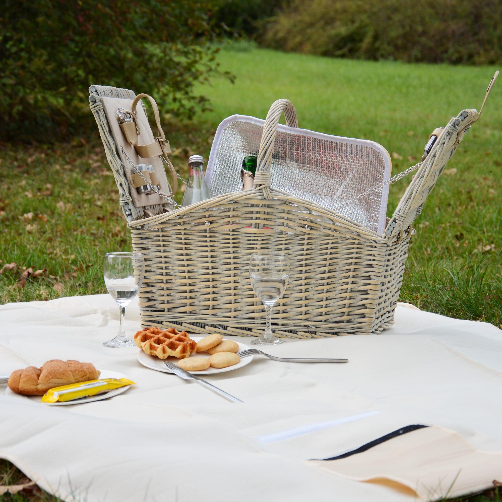 Geschirr, uvm. Personen Komplettset Picknickdecke GARDEN (1 inklusive (HxBxL), cm 2 für Besteck, 28/40x32x48 Picknickkorb inklusive UNUS und St.,