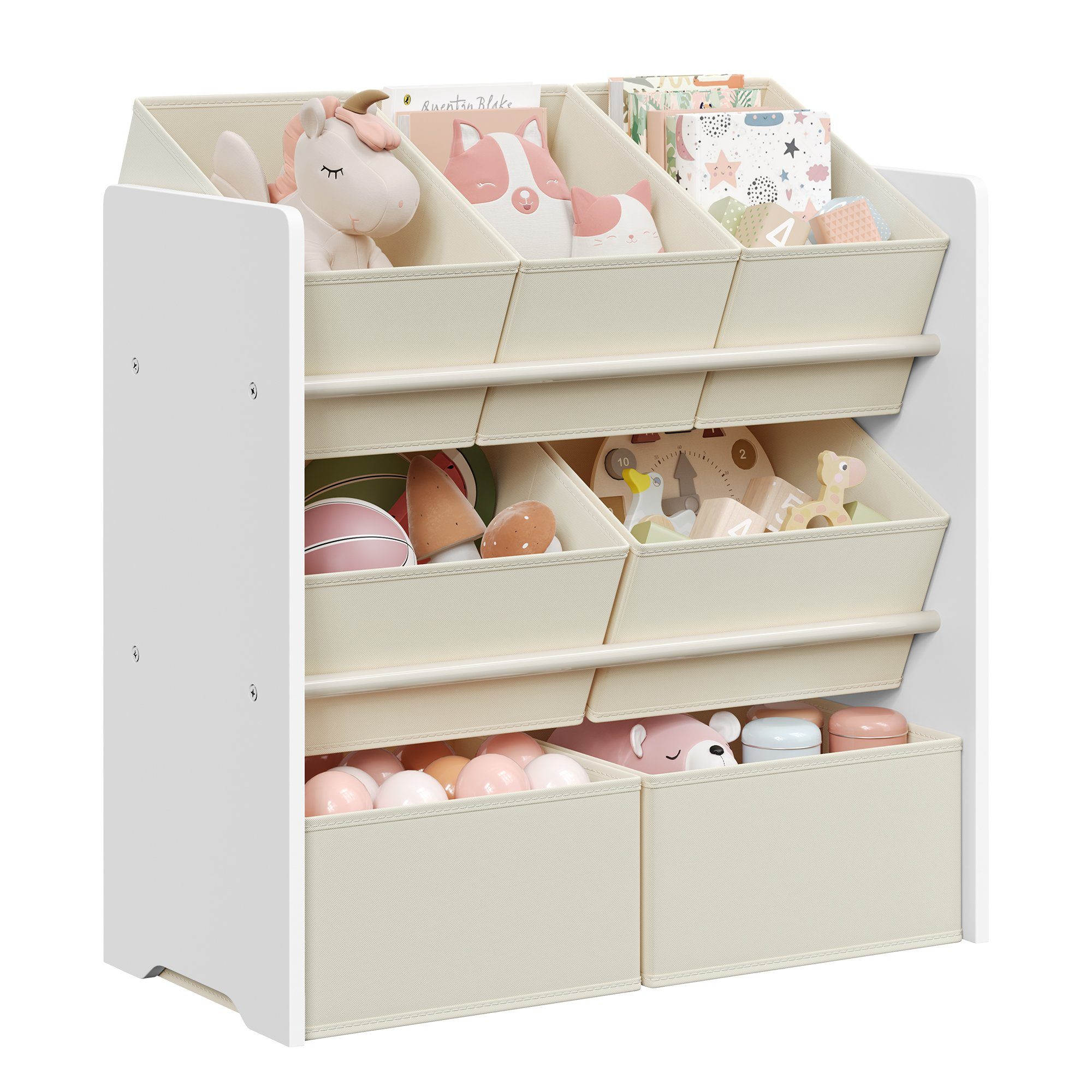 SONGMICS Spielzeugtruhe Kinderregal Bücherregal Kinder, mit 7 Aufbewahrungs günstig online kaufen