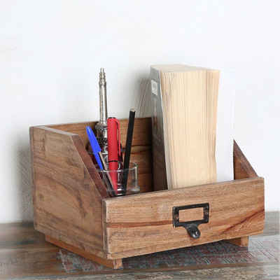 Casa Moro Organizer Organizer Parma Stiftehalter Schreibtisch Holz Kiste Aufbewahrung, gefertigt aus Recycling Teak Holz