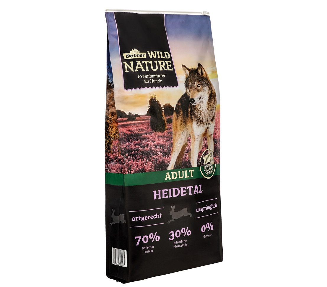 Dehner Wild Nature Heidetal Adult Lamm, 4 kg/12 kg, getreidefrei / zuckerfrei Kaninchen, Trockenfutter für: Hunde, Trockenfutter für ausgewachsene Hunde