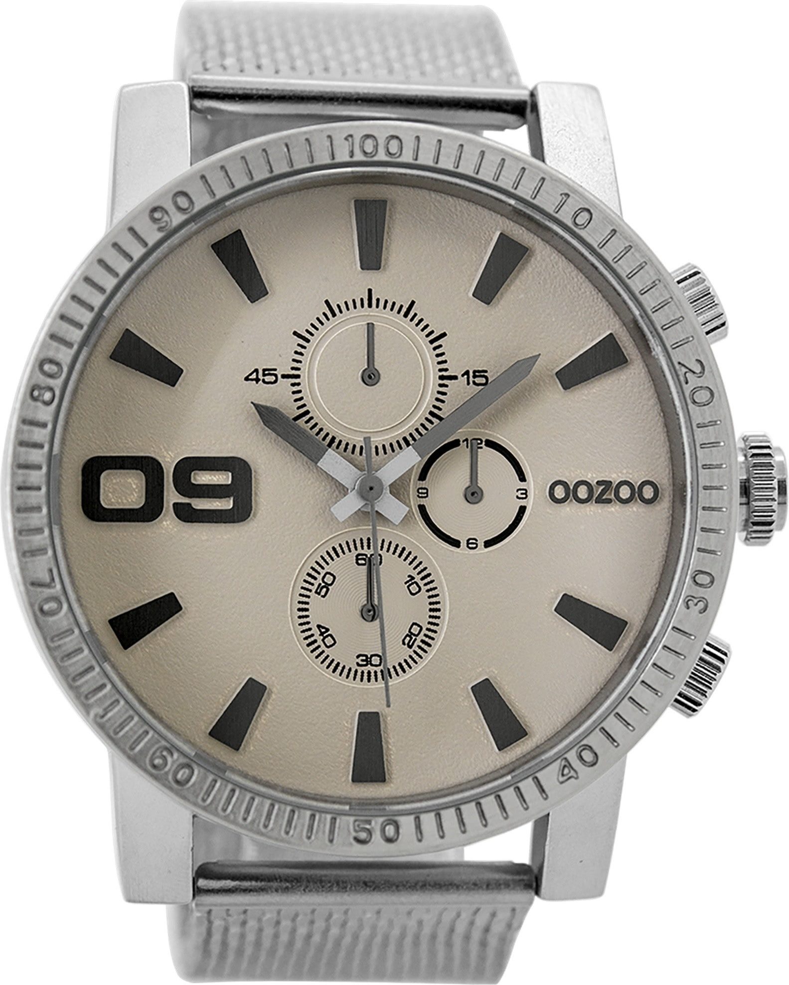 OOZOO Quarzuhr Oozoo Herren Armbanduhr Timepieces Analog, (Analoguhr), Herrenuhr rund, extra groß (ca. 50mm) Metallarmband, Casual-Style