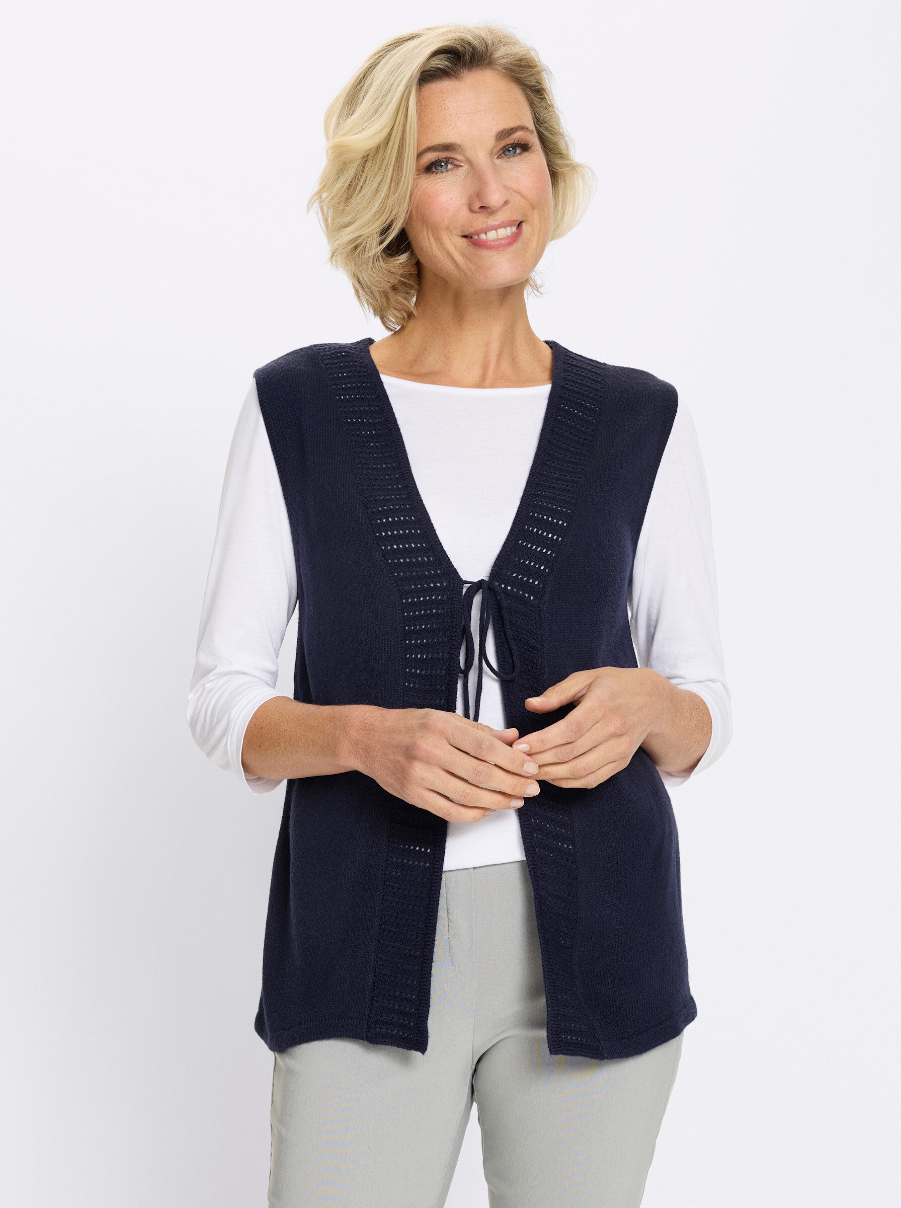 Sieh an! Strickweste Strickweste Ärmellos Jersey, Ajour