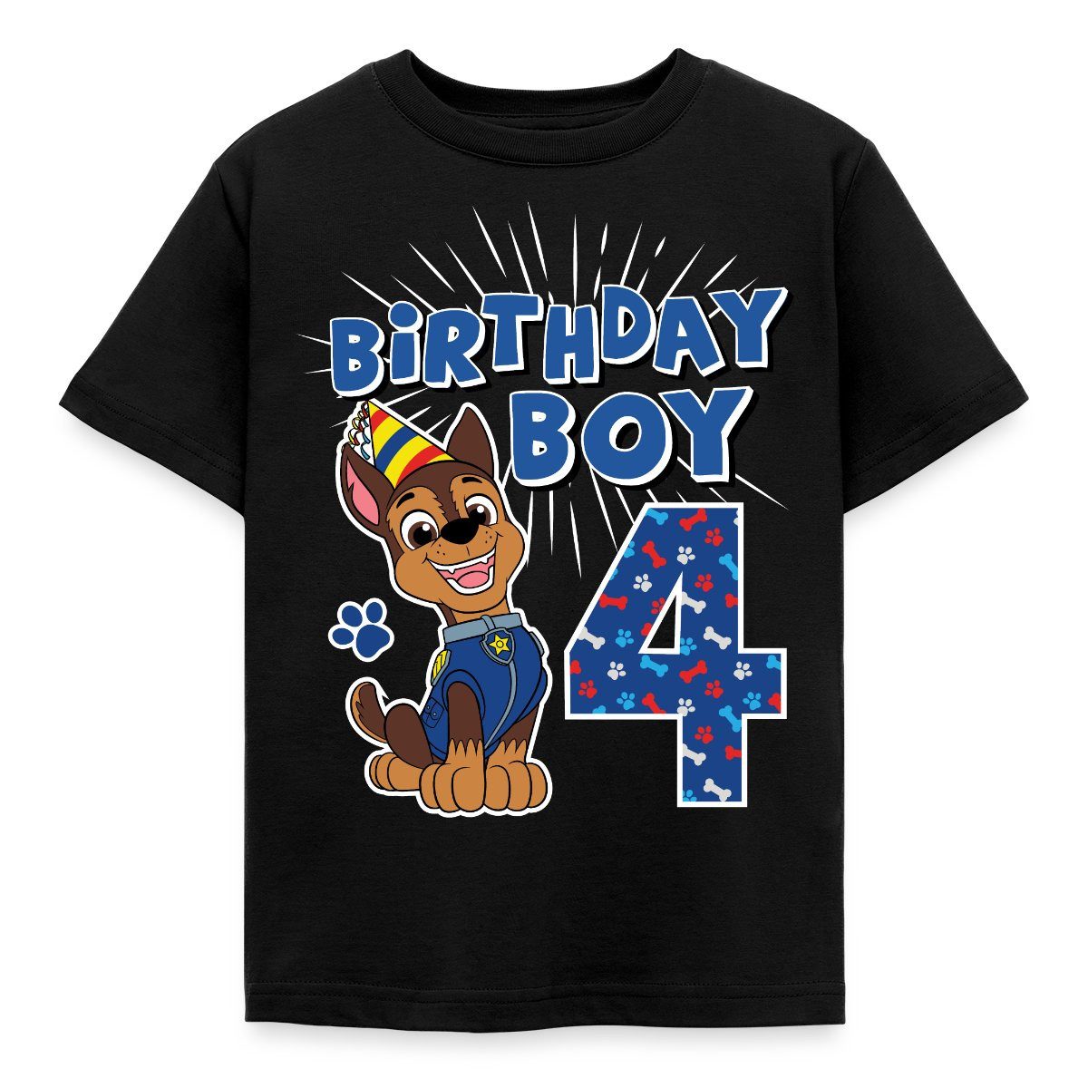 Spreadshirt T-Shirt Paw Patrol 4 Jahre Alt Geschenk 4. Geburtstag Chase Kinder T-Shirt (1-tlg)
