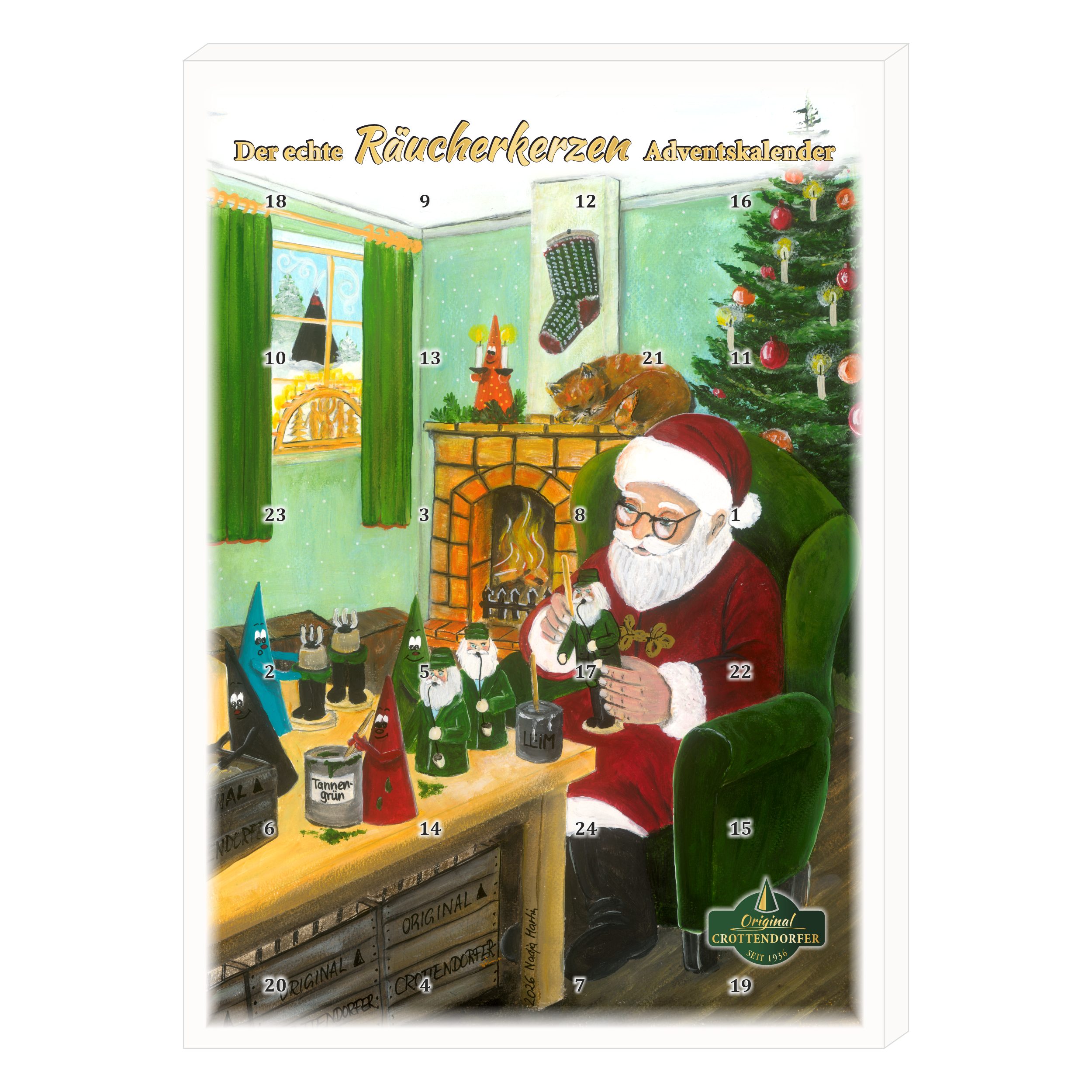 Crottendorfer Adventskalender Crottendorfer-Räucherkerzen-Adventskalender, Hochformat, 100% Made in Germany, Crottendorfer Räucherkerzen
