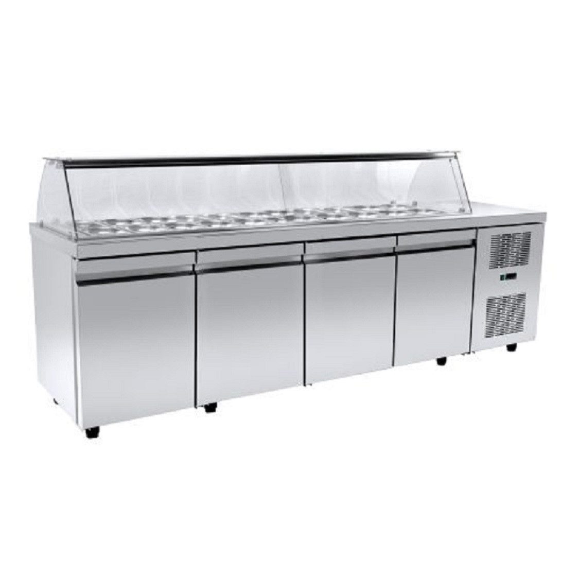 Gastronics Dönergrill Salattheke mit Kassentisch aus Edelstahl – 230 cm