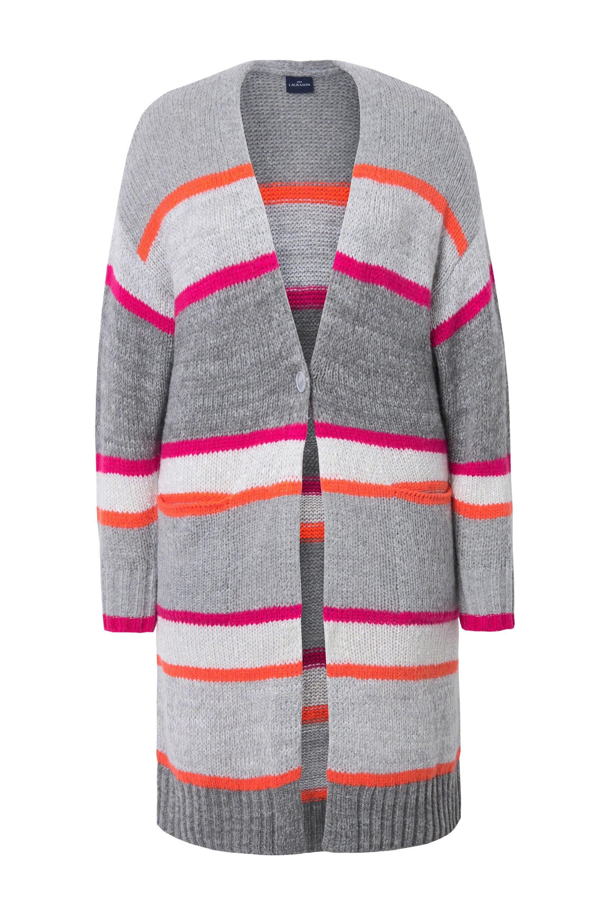 Laurasøn Strickjacke Long Strickjacke Knopfverschluss Langarm Taschen