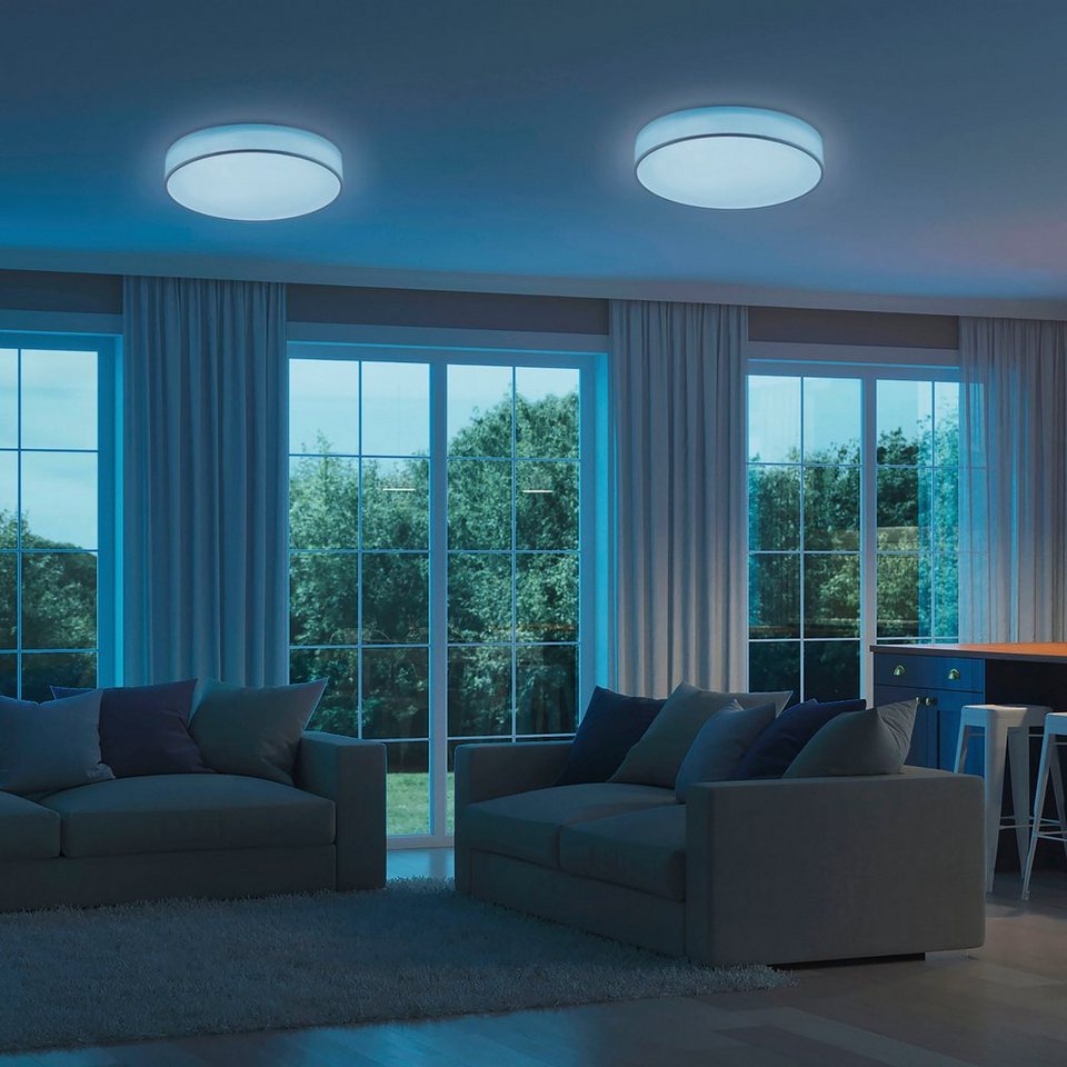 TRIO Leuchten LED Deckenleuchte DIAMO, Dimmfunktion, Farbsteuerung,  Farbwechsel, Smart Home, LED fest integriert, Neutralweiß, Warmweiß, Mit  WiZ-Technologie für eine moderne Smart Home Lösung, 5 Jahre  Herstellergarantie auf fest integrierte LEDs