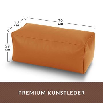 Green Bean Fußhocker Sitzpouf aus Kunstleder in 3 Farben (Pouf Bodenkissen Ablage Hocker Sitzkissen), Sitzhocker mit Füllung, Maße 70x33x28cm - Ergänzung zum Sitzsack