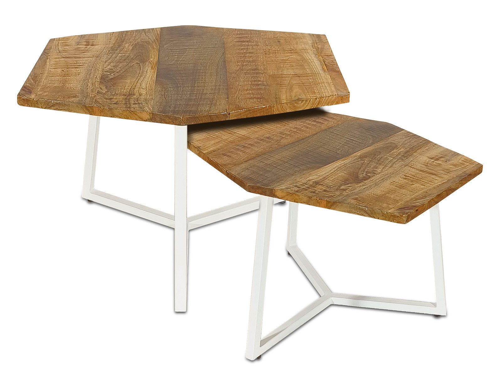 Amagohome Couchtisch Couchtisch 2er Set Beistelltisch Satztisch Wohnzimmer Massivholz Tisch