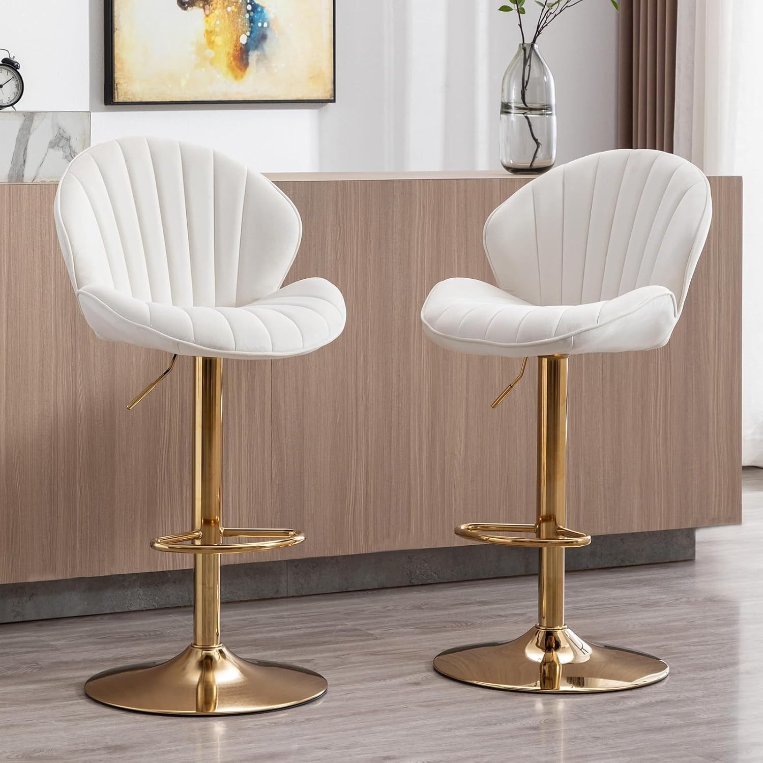 CHAIRUS Barhocker mit Lehne, 2er Set aus Samt Höhenverstellbar, Schwarz (2 St), Höhenverstellbar