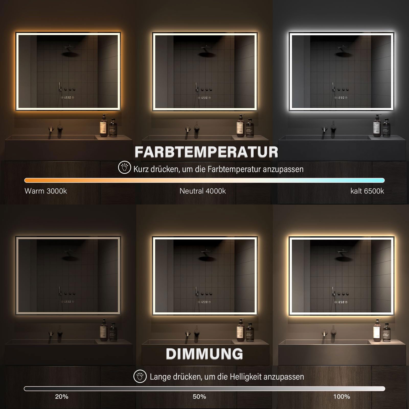 Dripex Badspiegel Led Wandspiegel Badezimmerspiegel fürs günstig online kaufen