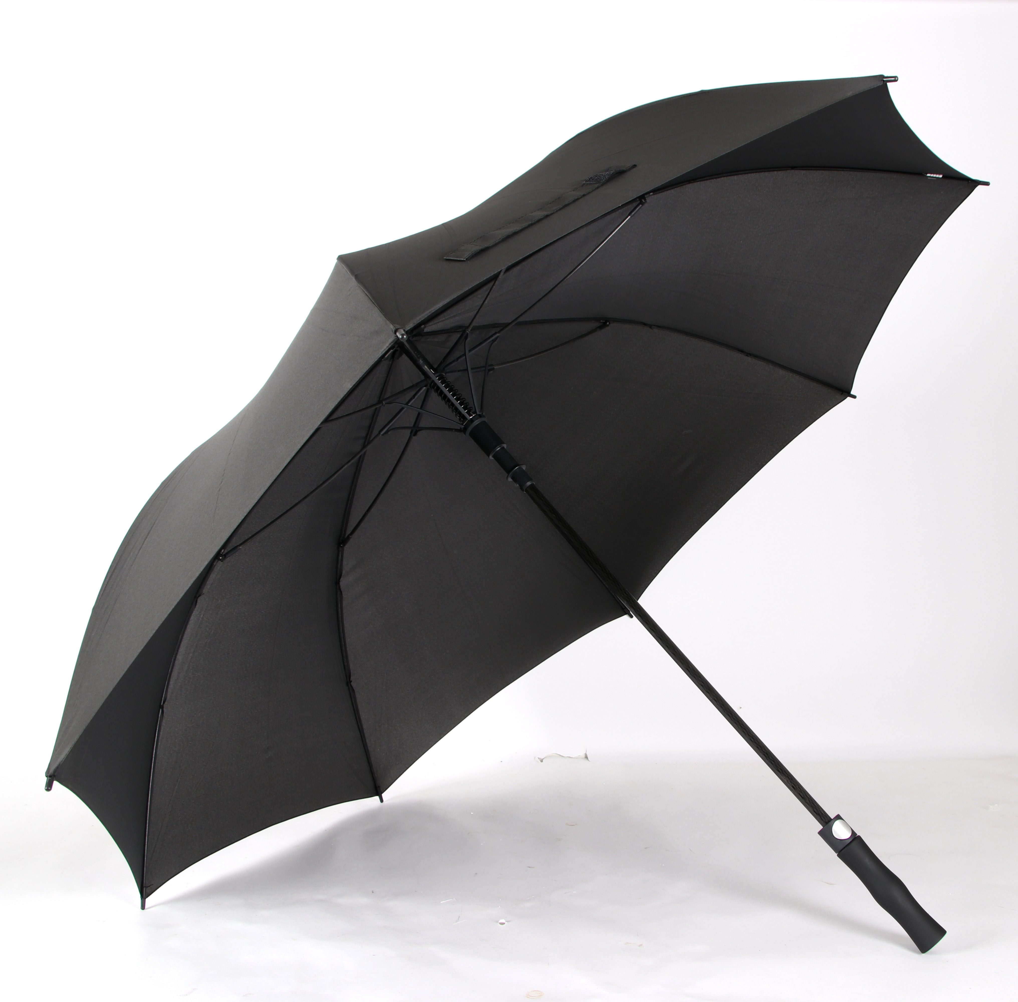 COFI 1453 Stockregenschirm Fiberglasstockschirm ⌀130 cm,Gummi -Handgriff, 190T Schwarz