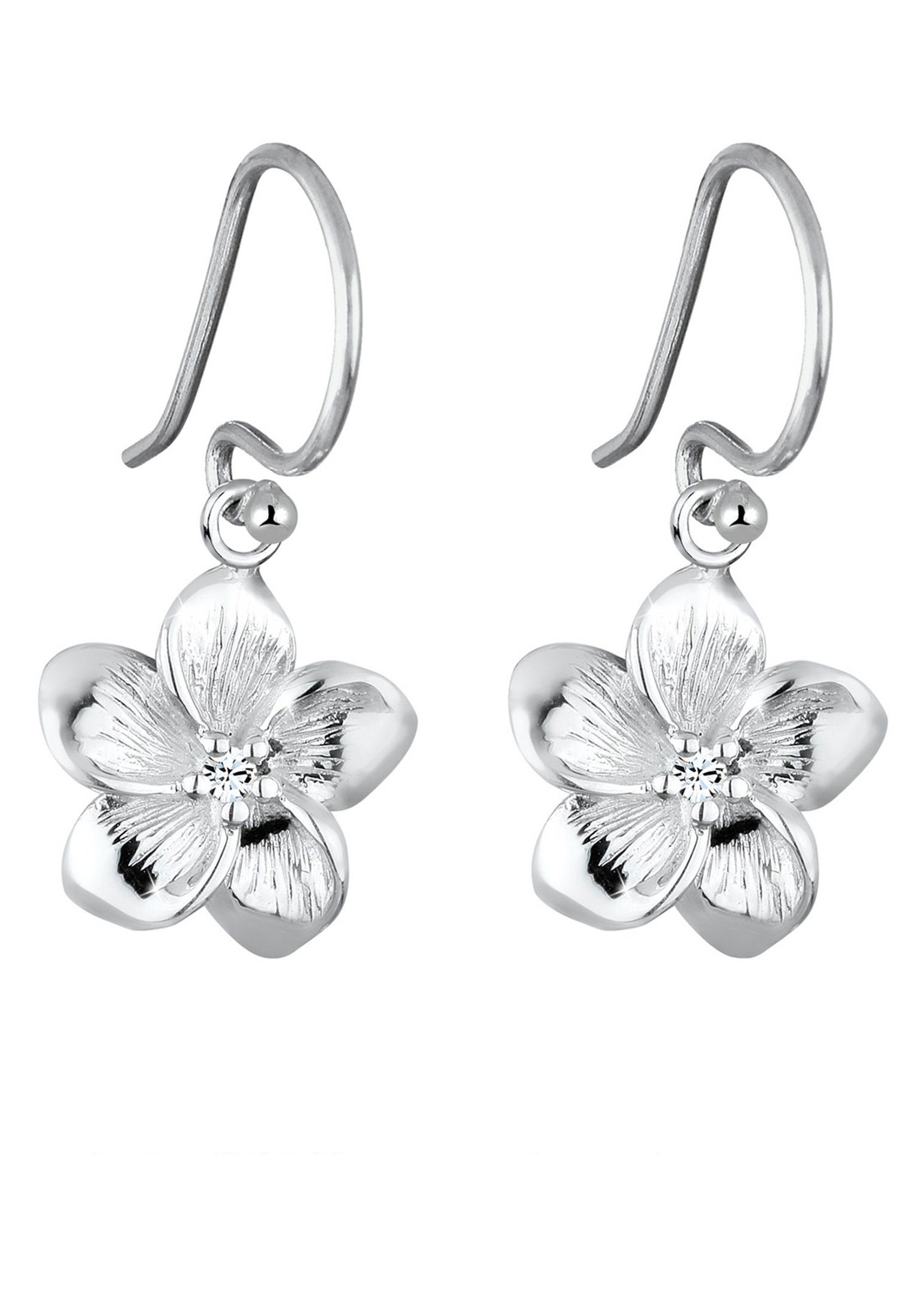Elli Ohrhänger-Set Frangipani Blüten Kristalle 925 Silber, Frangipani Blüte