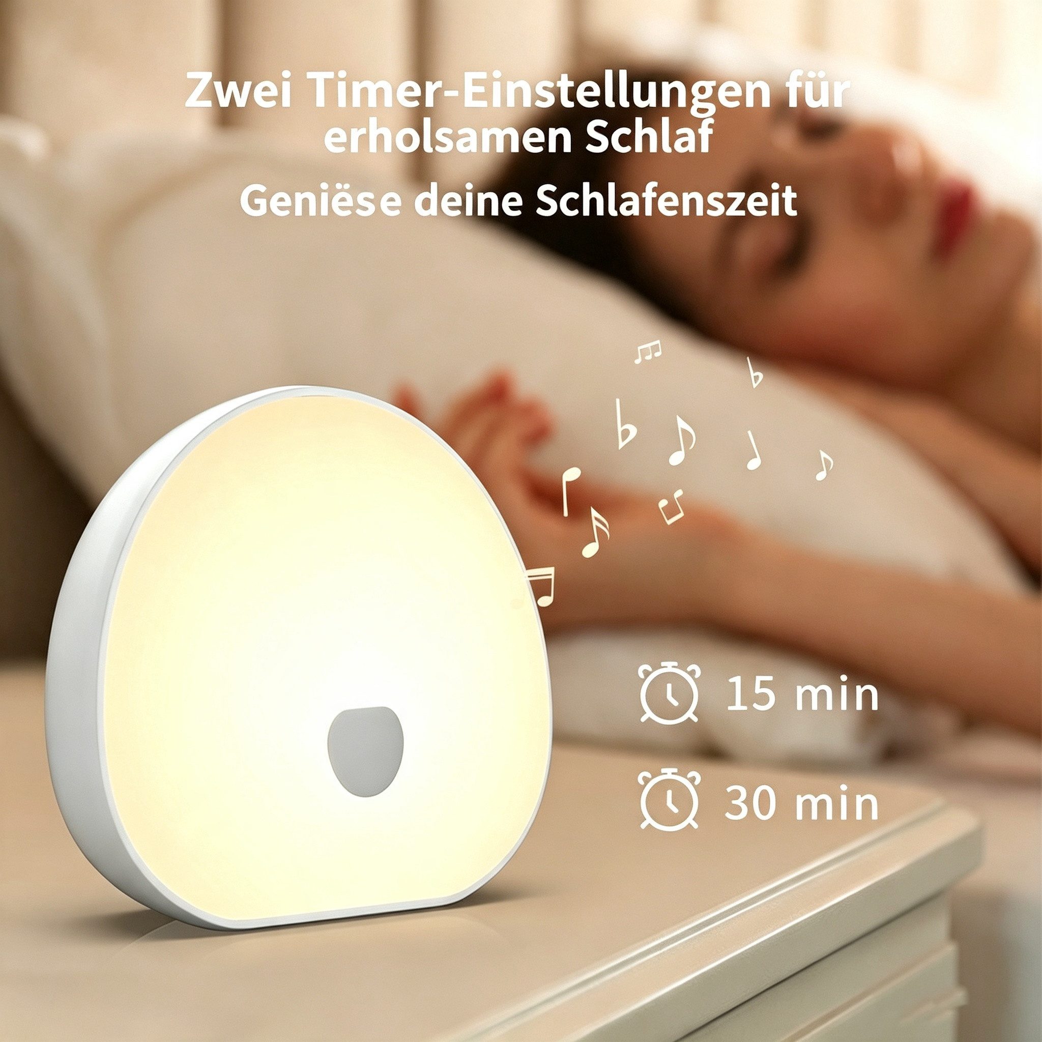 OYLCDI Nachttischlampe LED Nachttischlampe LED Nachtlicht, Dimmbar Atmosphäre Tischlampe, LED fest integriert, mit RGB Farben, Touch Lampe mit Weißem Rauschen, dimmbar, Timer und USB-C Akku für Baby, Erwachsene