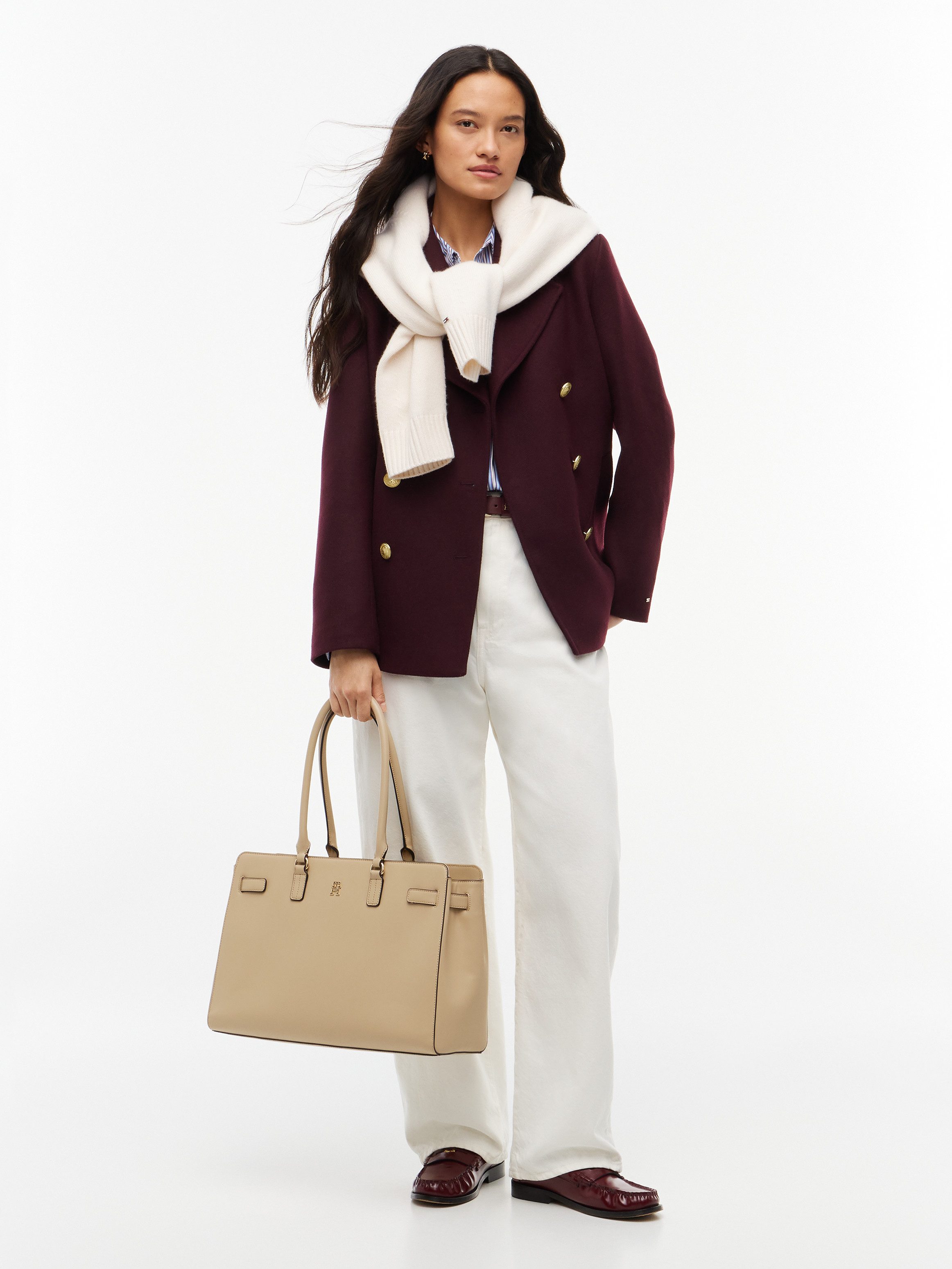Tommy Hilfiger Handtasche TH JOY TOTE, Damen Schultertasche mit modischen Durchzügen