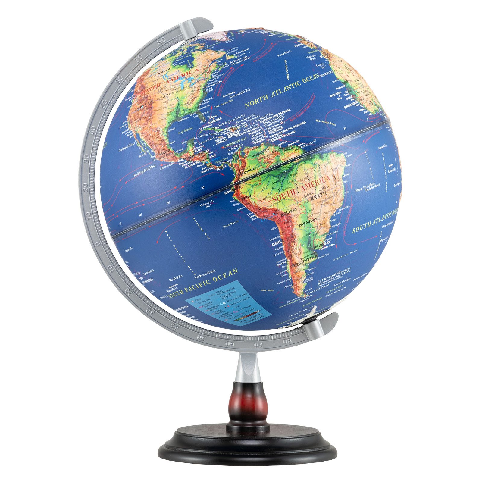 KOMFOTTEU Globus, Weltglobus mit erhabener Reliefkarte, LED-Beleuchtung