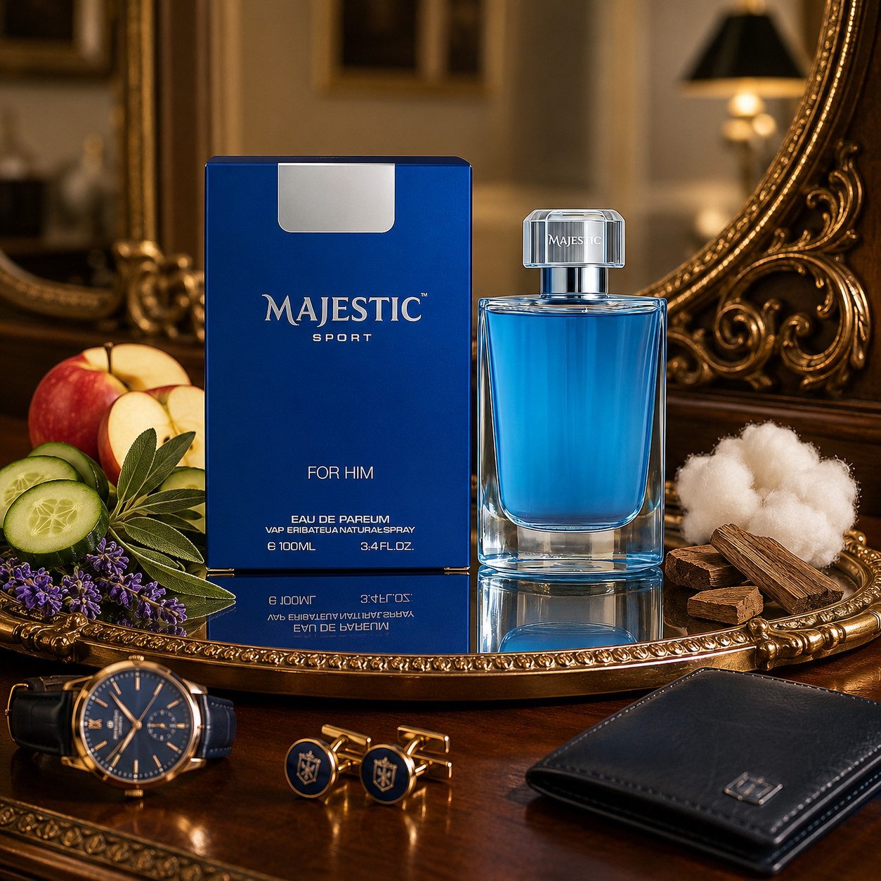 MAJESTIC LONDON Eau de Parfum Majestic Sport for Him Herrenduft Fruchtig, Moschusartig 100 ml, Hergestellt in England, Herrenduft