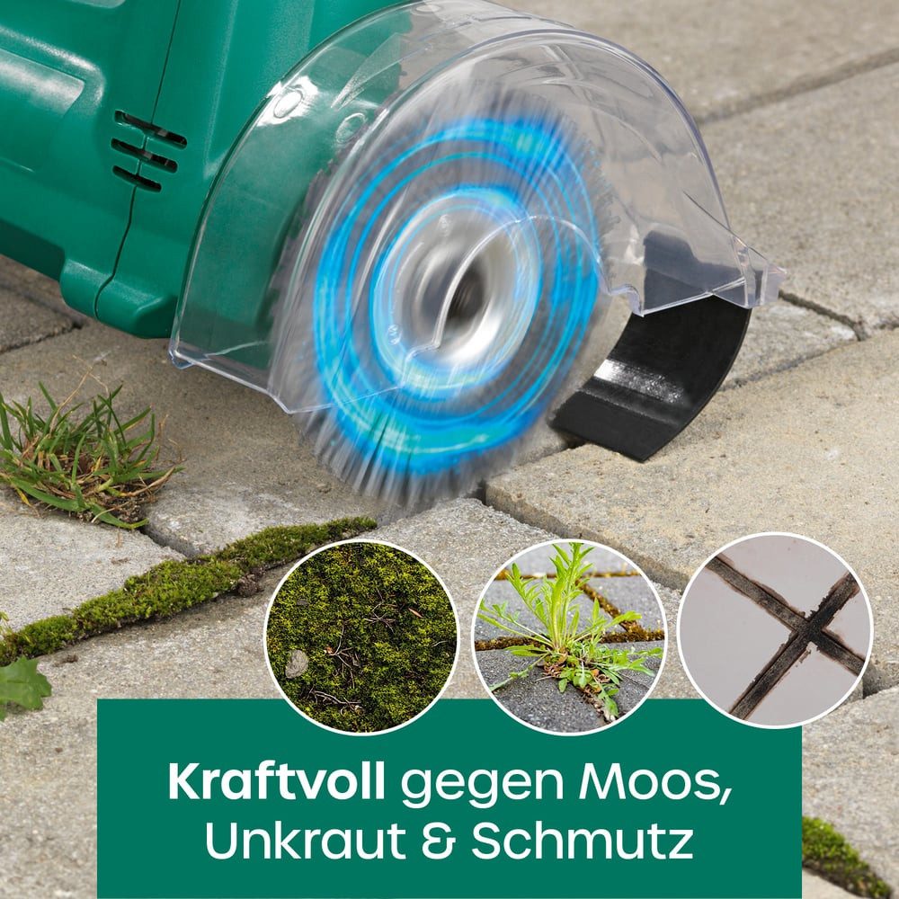 EASYmaxx Hartbodenreiniger elektrisch 140 Watt-[ABS/Stahl] inkl. 2 auswechselbaren Bürsten, 140 W, Einfache säuberung von Fugen, Gehwegen & uvm