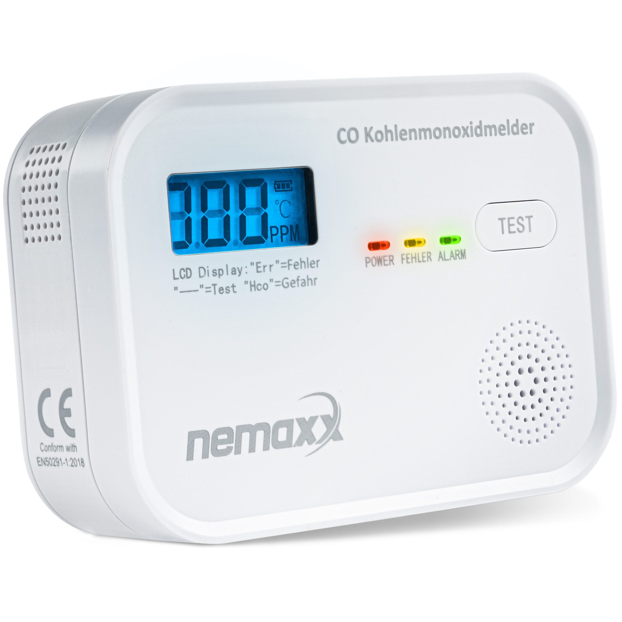 NEMAXX CM18 Kohlenmonoxid-Melder / CO-Warnmelder CO-Melder (elektrochemischer Sensor, CO-Warnmelder für Zuhause & Heizungskeller)